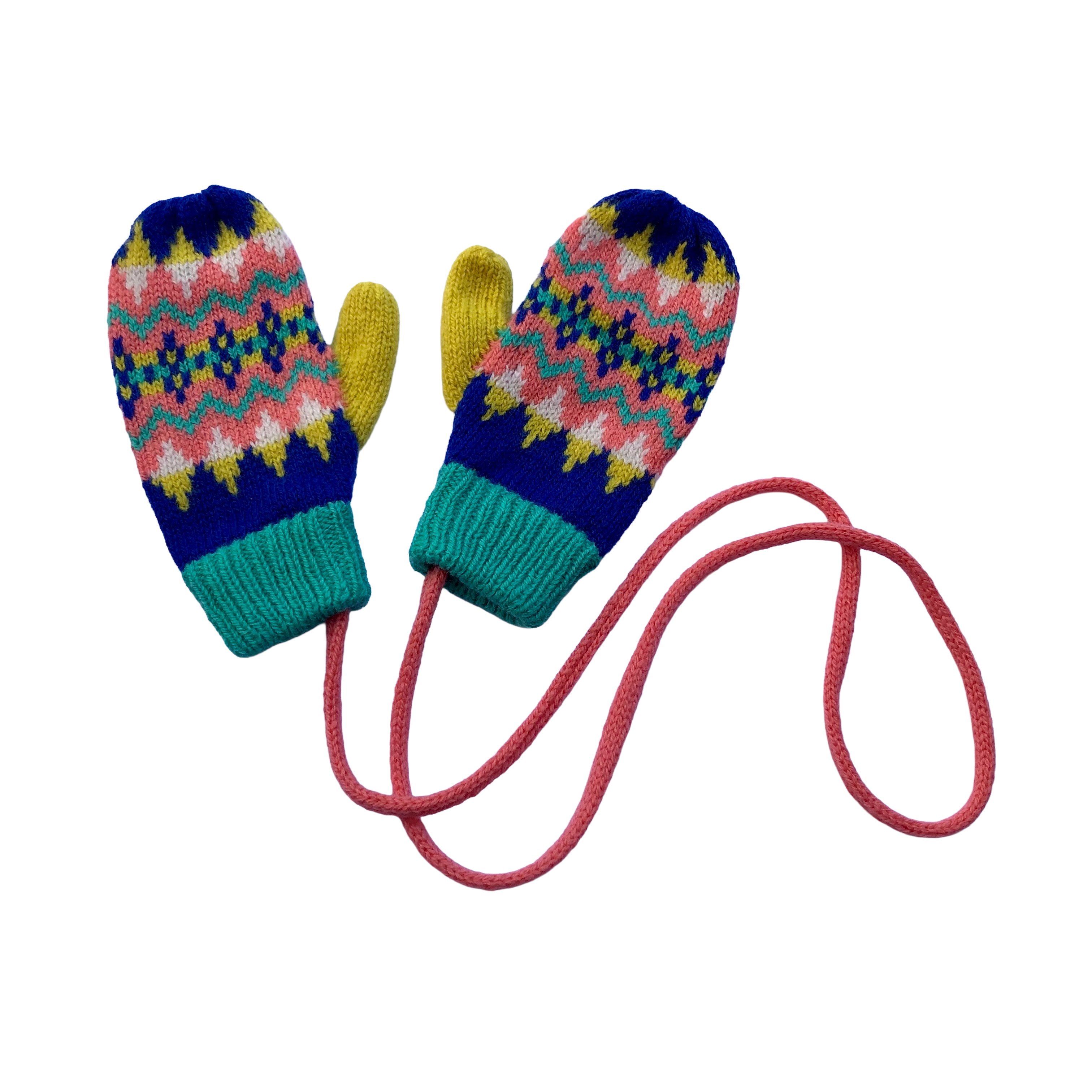 Children's Fairisle Mittens knitted in Colourful Soft Lambswool