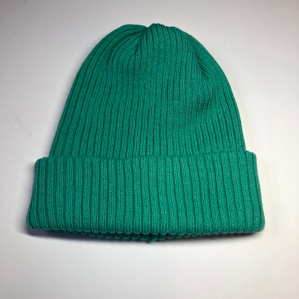 Mint Green Lambswool Beanie: Ribbed Knit, Double Layer Warmth