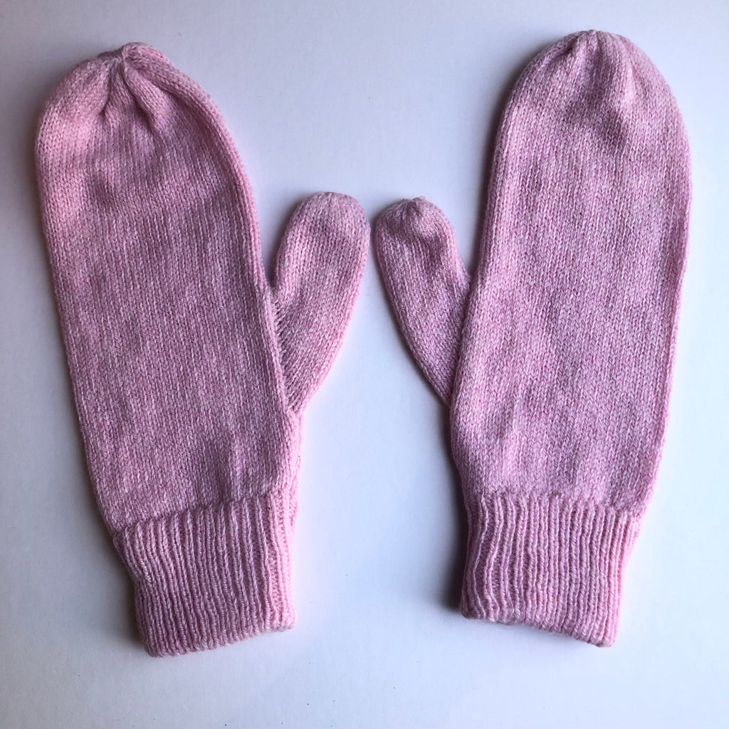 Pink Lambswool Knitted Mittens on a String