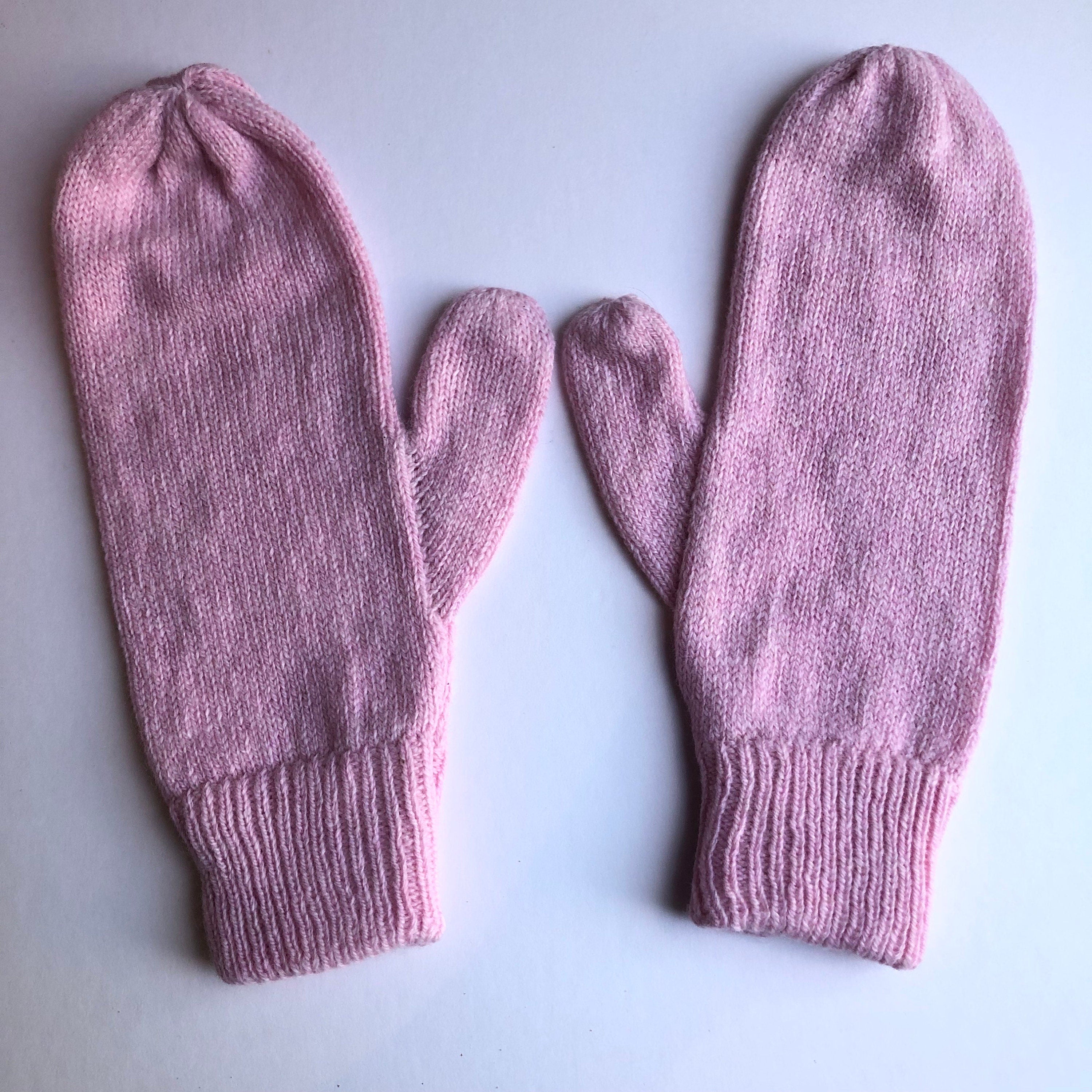 Pink Lambswool Knitted Mittens on a String