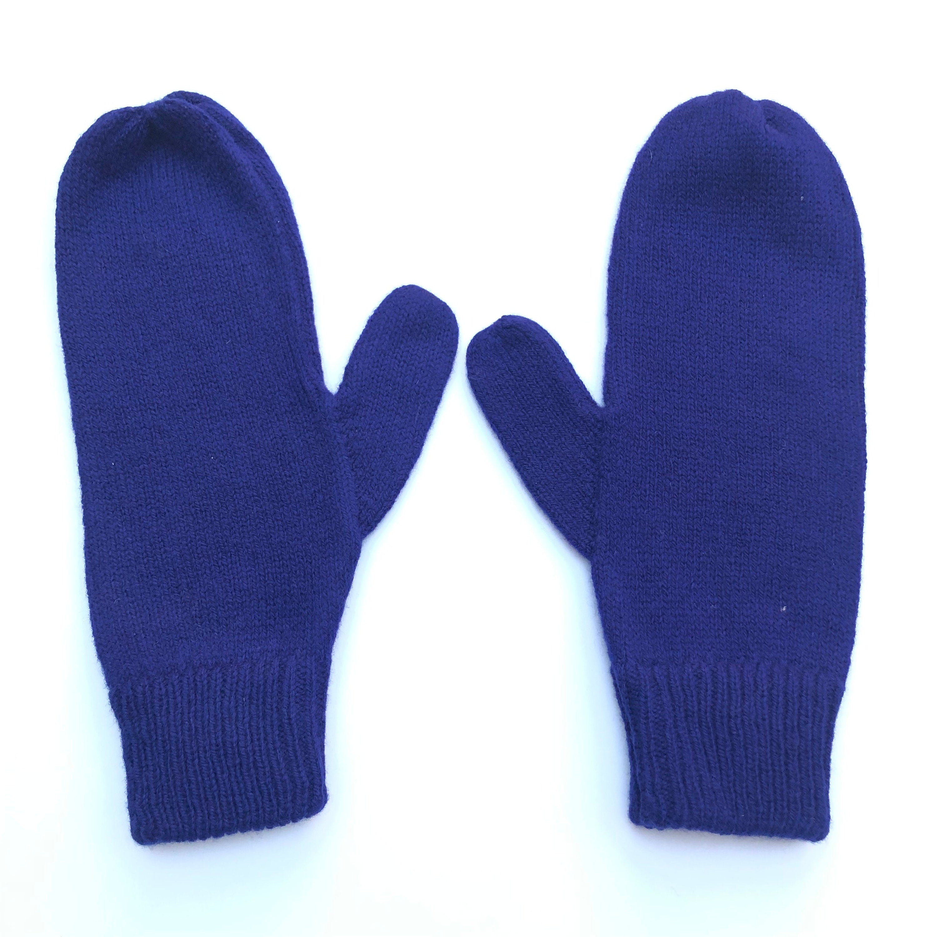 Navy Blue Mittens on a String for Women
