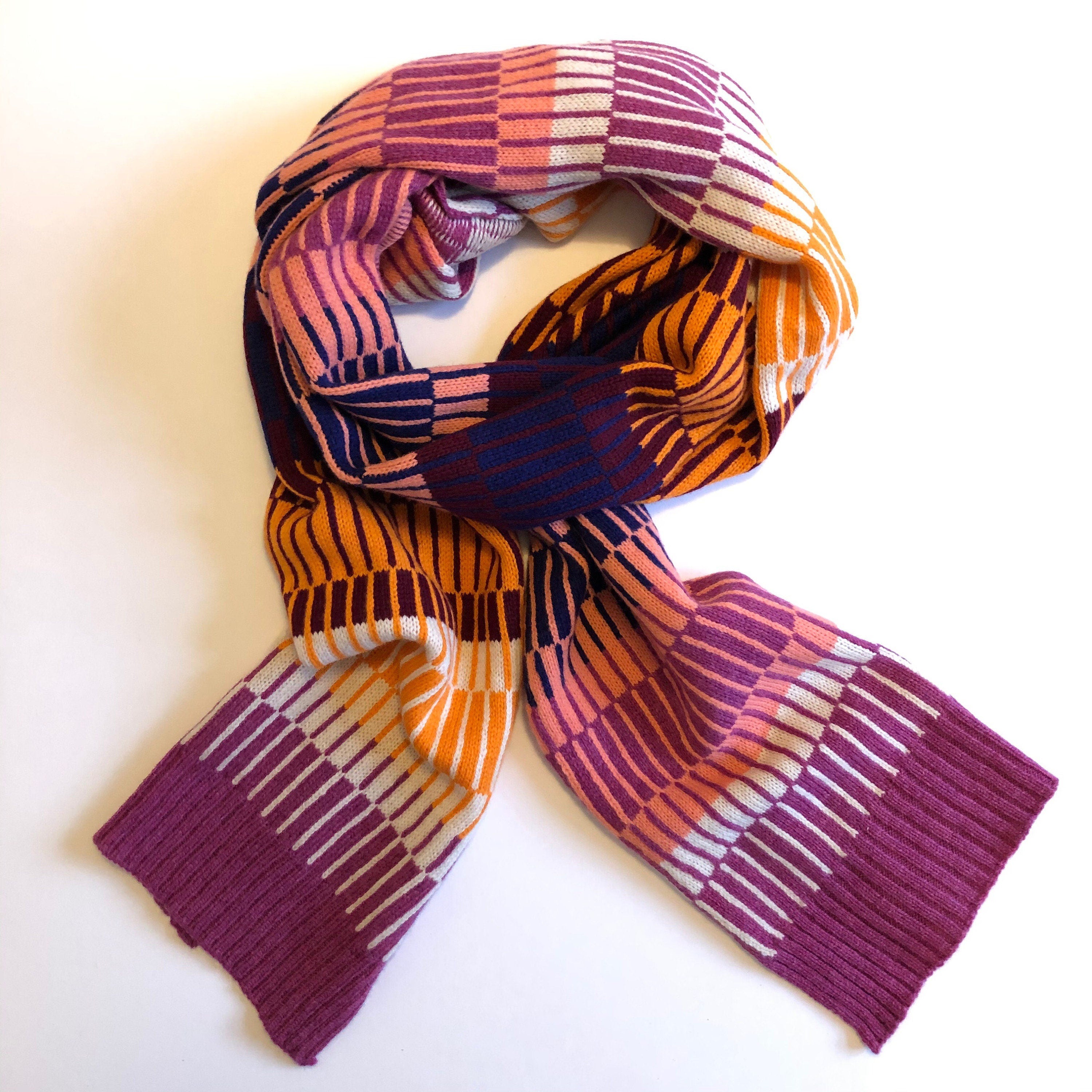 Pink Stripy Lambswool Scarf, adult size