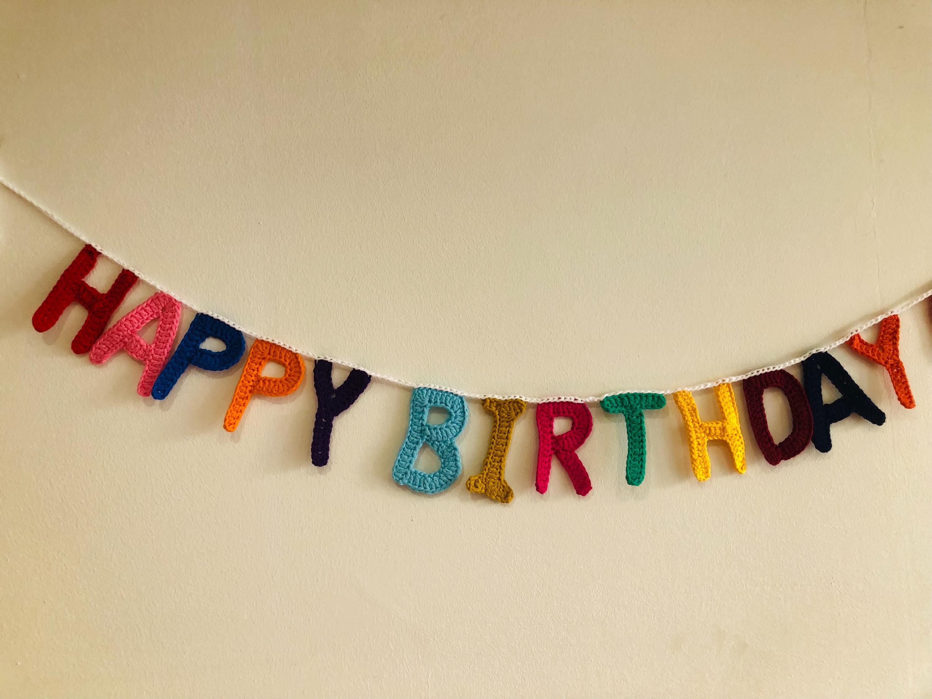 Personalised Happy Birthday Banner handmade in Crochet