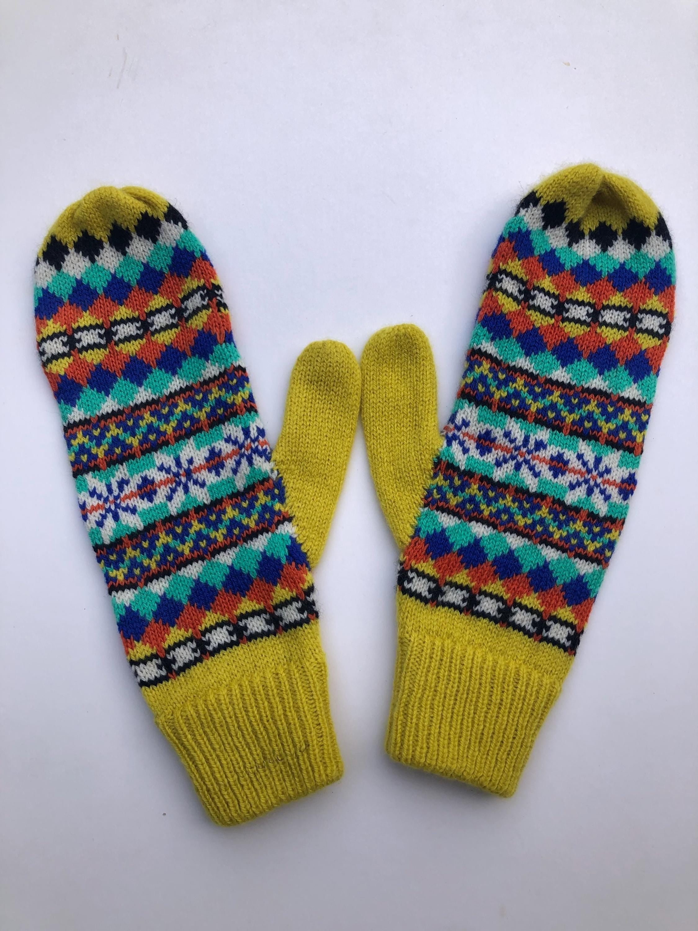 Yellow Mittens for Women - Soft Lambswool Knitted gloves (Available on a string or loose)