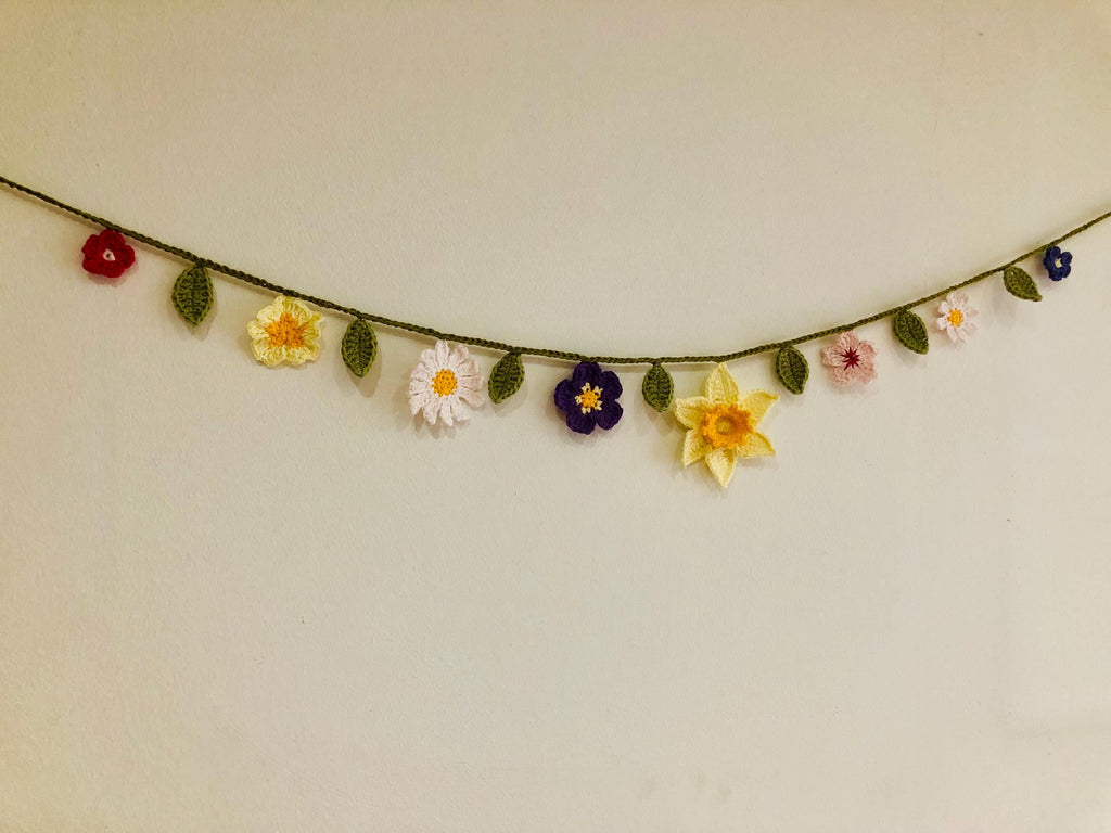 Floral Garland - Crochet Spring Flowers Wall Decor