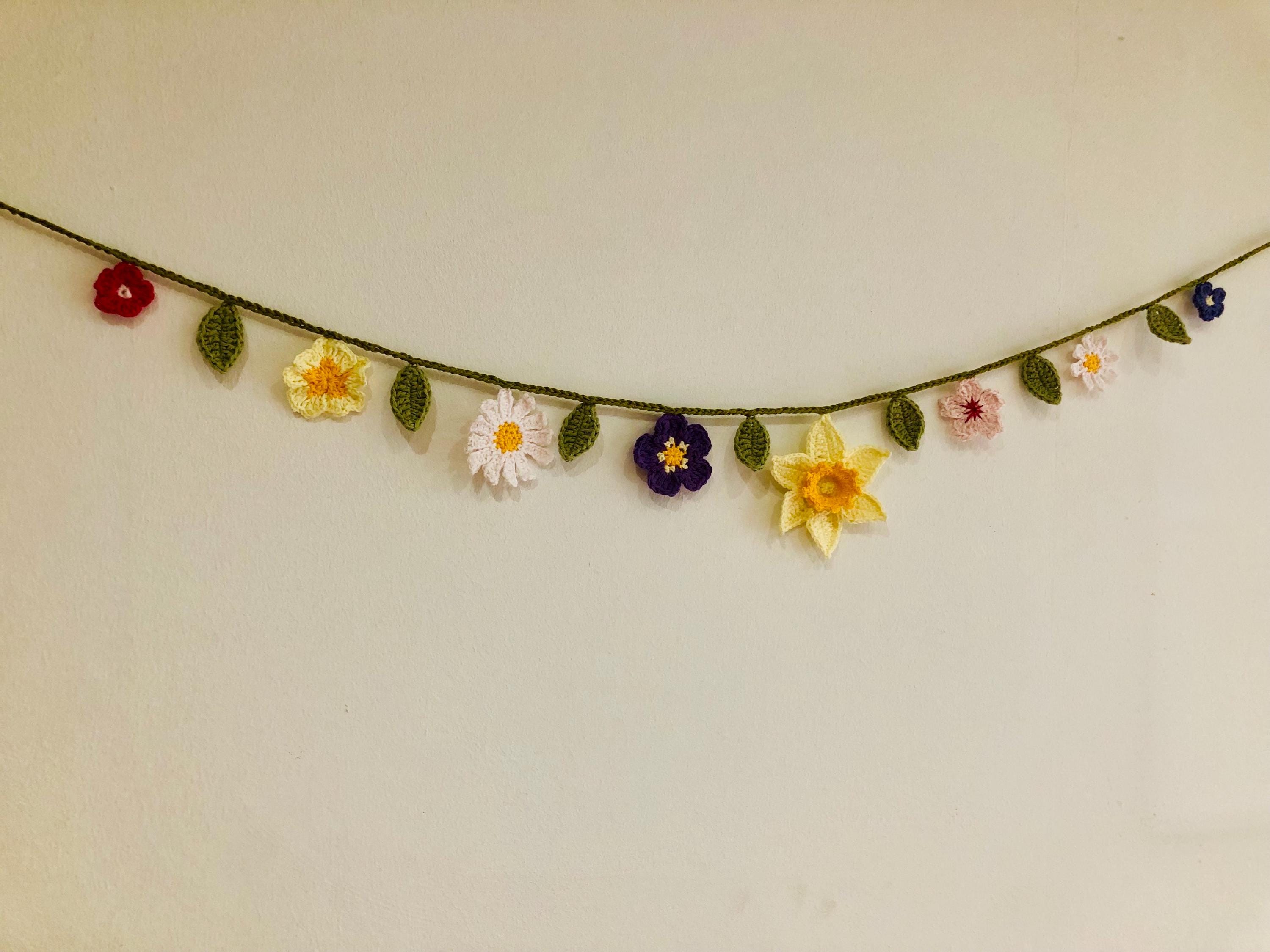 Floral Garland - Crochet Spring Flowers Wall Decor