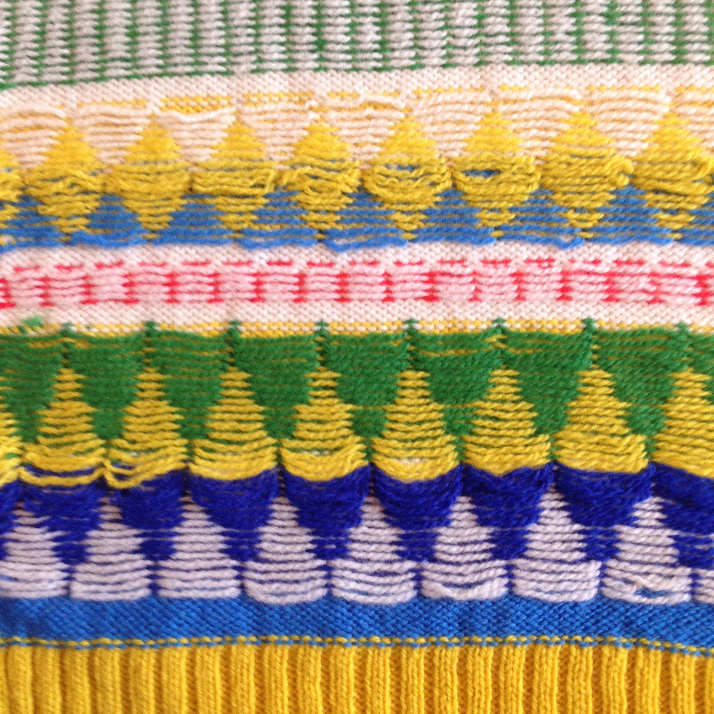 Handmade Fairisle Lambswool Scarf: Colorful Geometric Knit