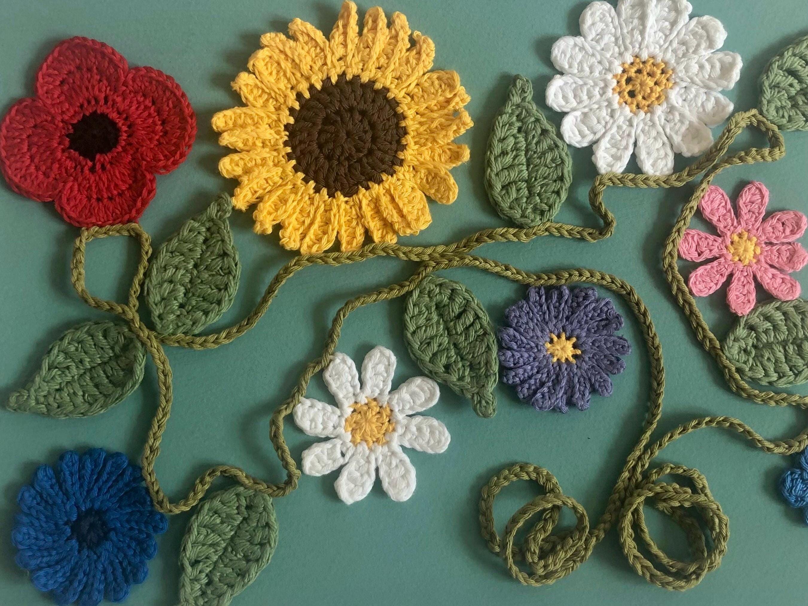 Summer Flowers Garland - Handmade Crochet  Wall Decor