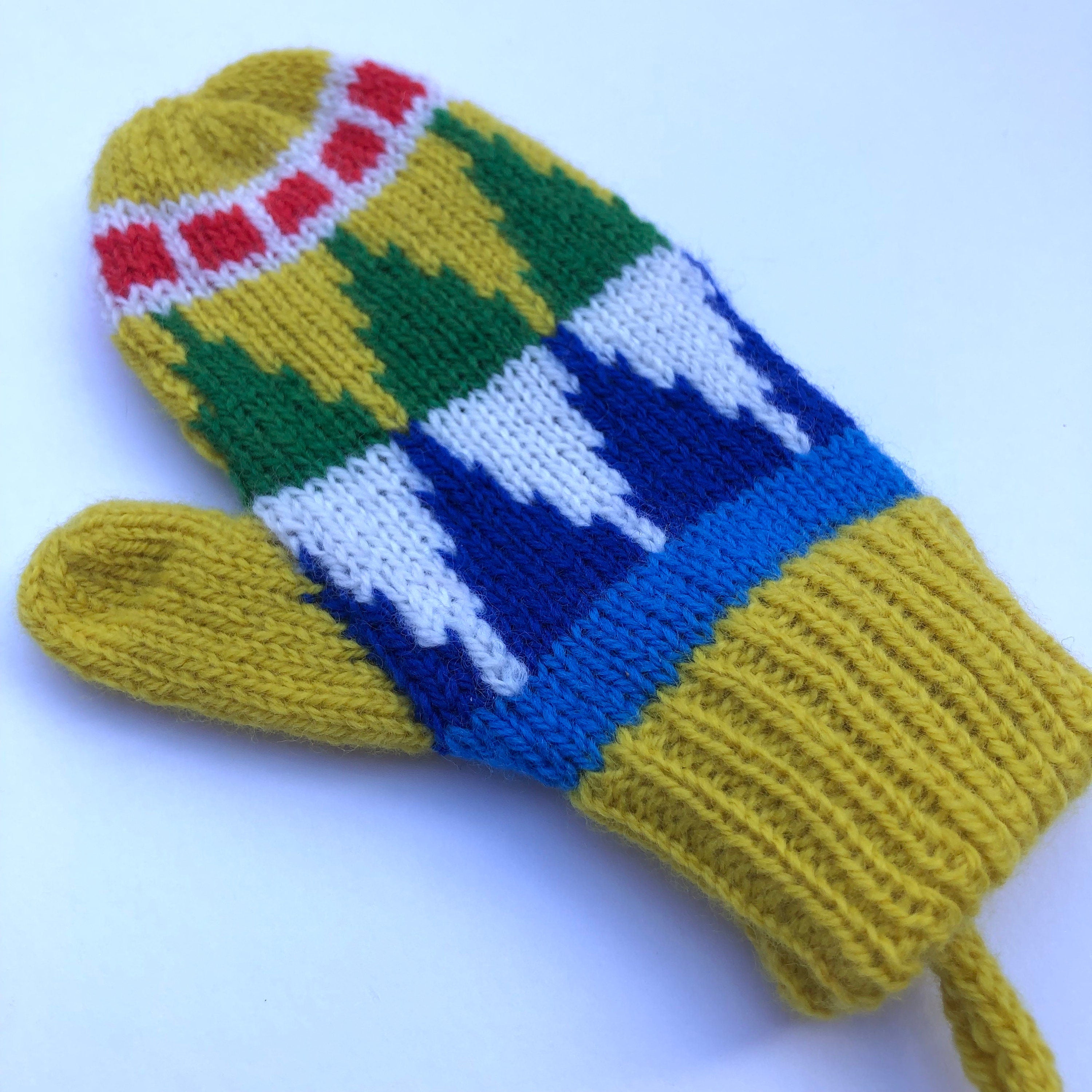 Fair Isle Knitted Lambswool Kids Mittens on a String