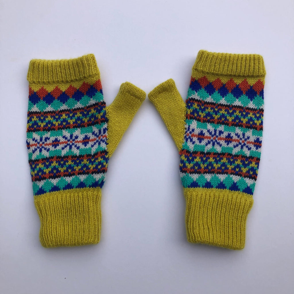 Ladies Fingerless Gloves knitted in soft Lambswool