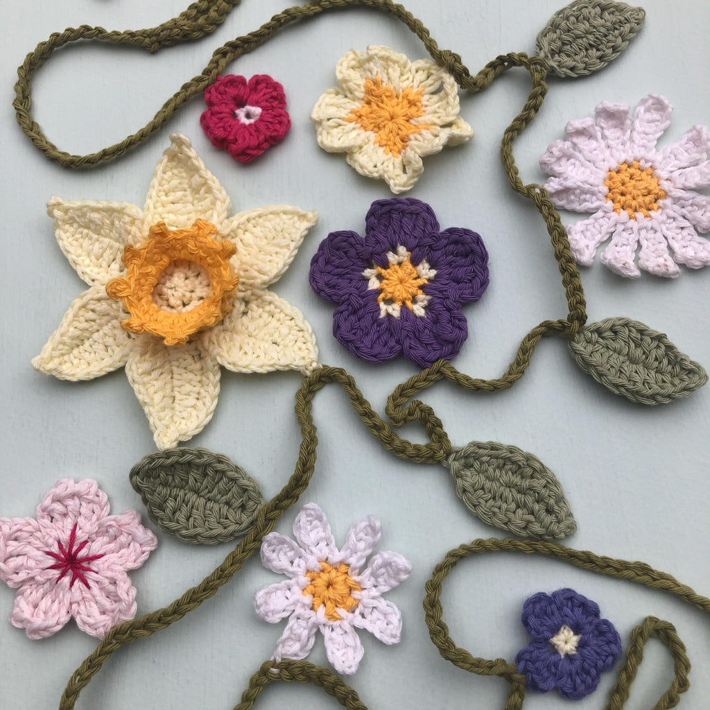 Floral Garland - Crochet Spring Flowers Wall Decor