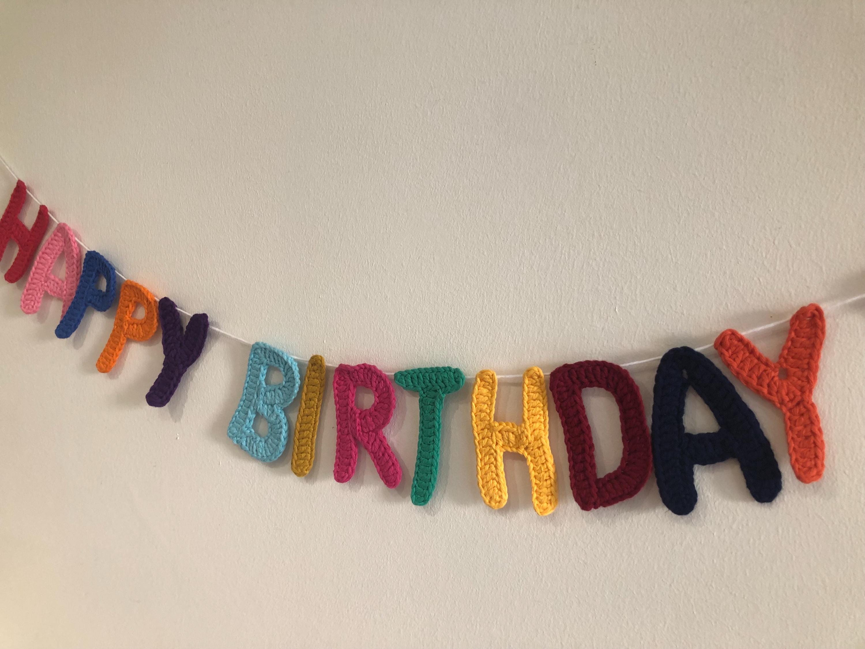 Personalised Happy Birthday Banner handmade in Crochet