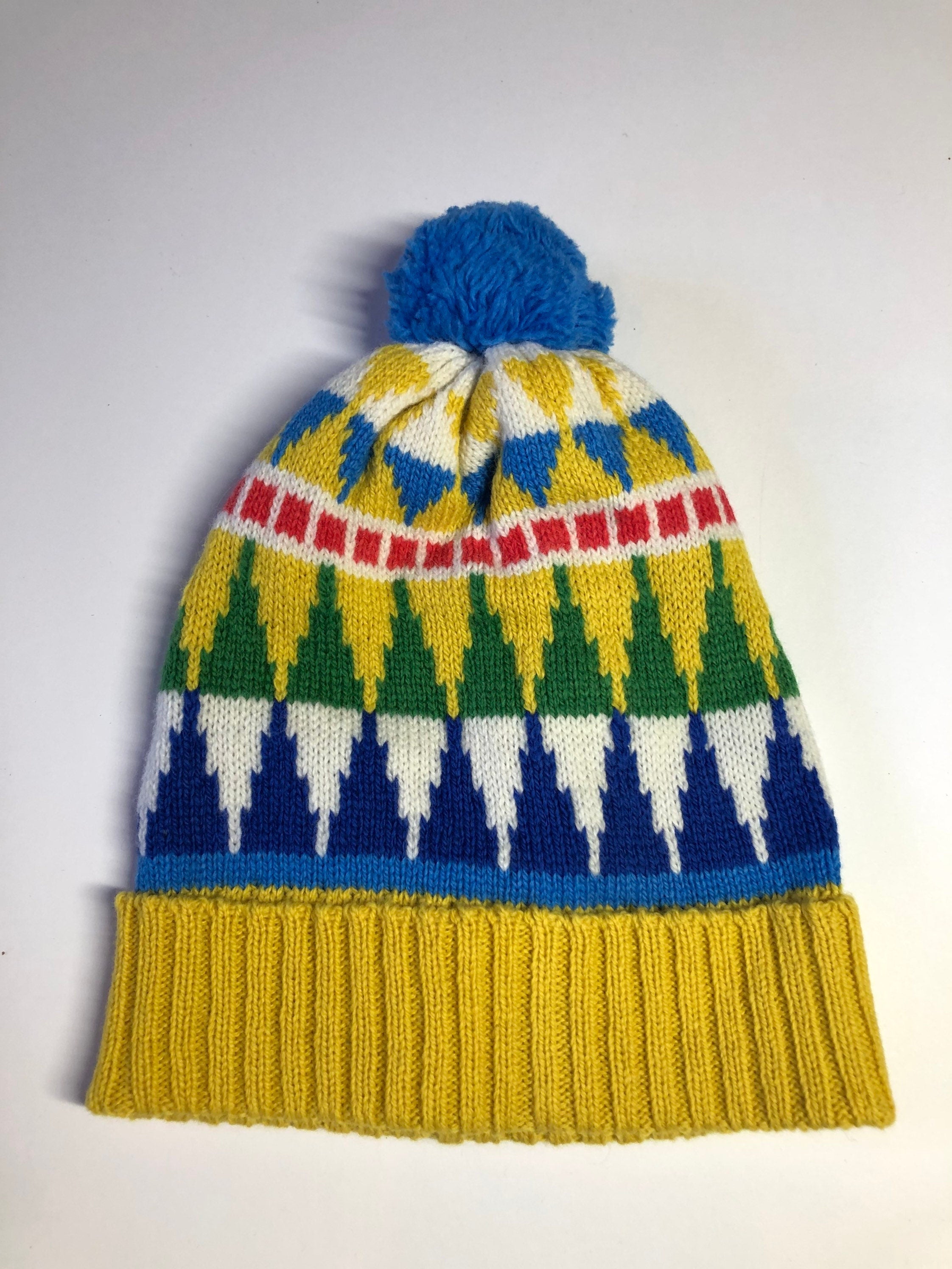 Kids Knitted Bobble Hat / Fairisle Beanie Hat for Children