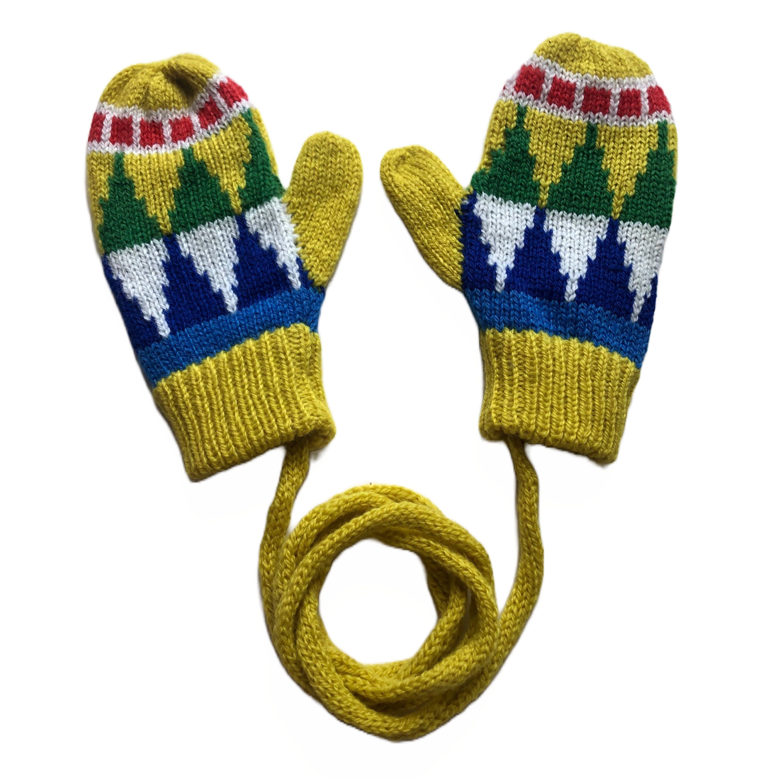 Fair Isle Knitted Lambswool Kids Mittens on a String