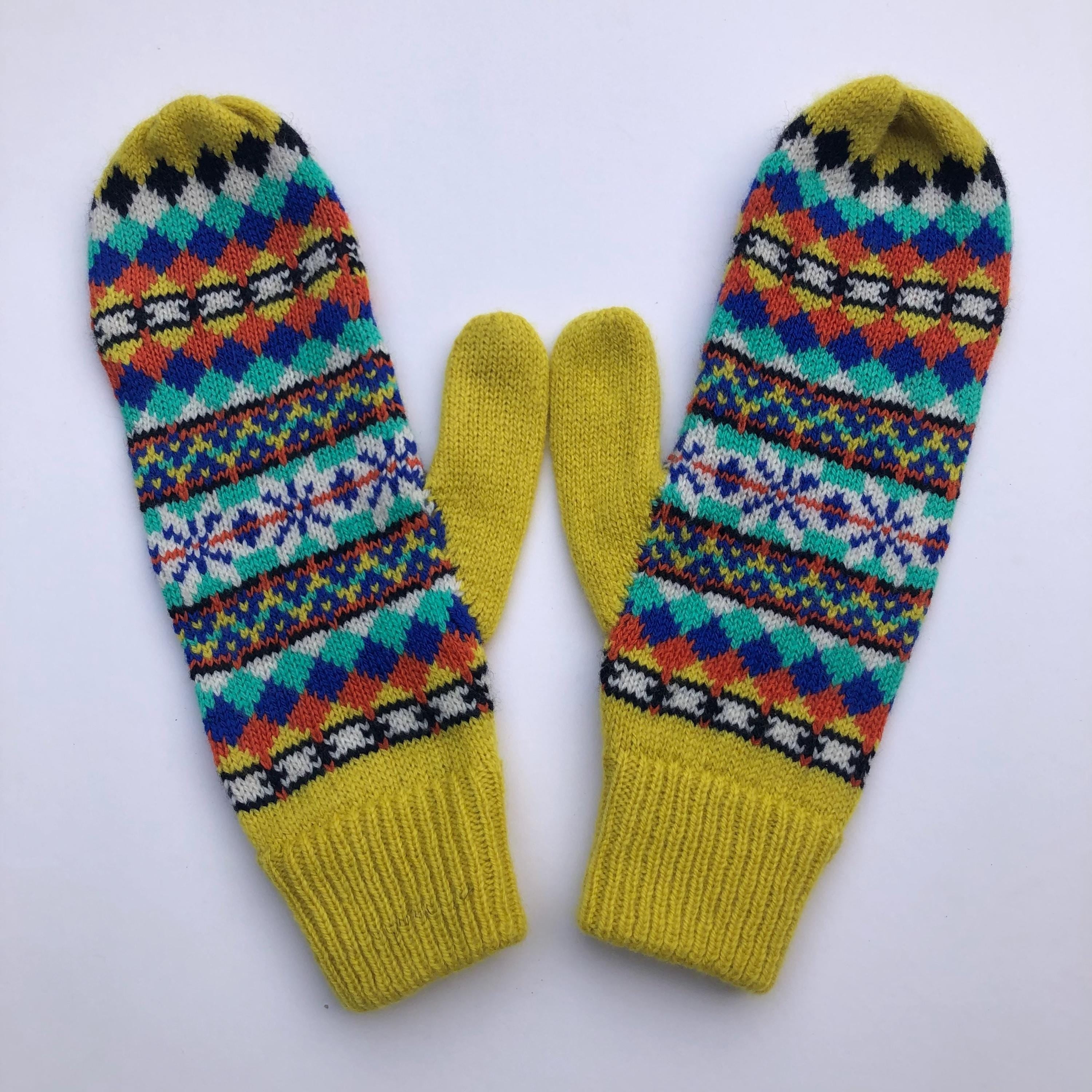 Yellow Mittens for Women - Soft Lambswool Knitted gloves (Available on a string or loose)