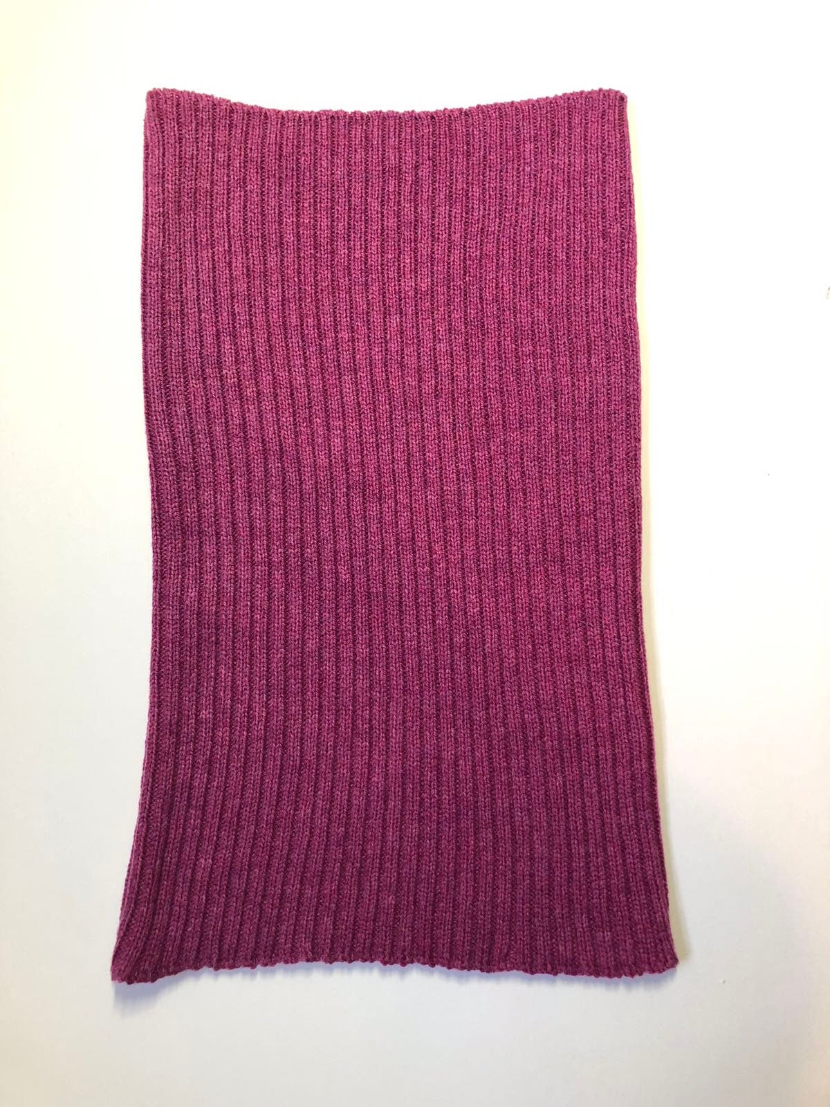 Loganberry Pink Snood / Ribbed Lambswool Knitted Neck Warmer / Unisex Design