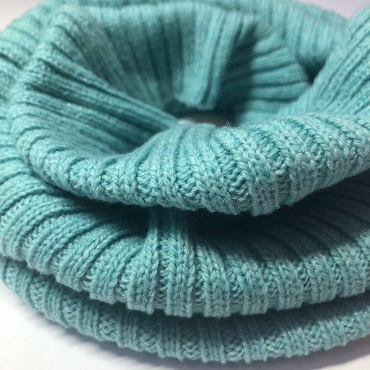 Sea Green Knitted Snood Soft Lambswool Neck Warmer