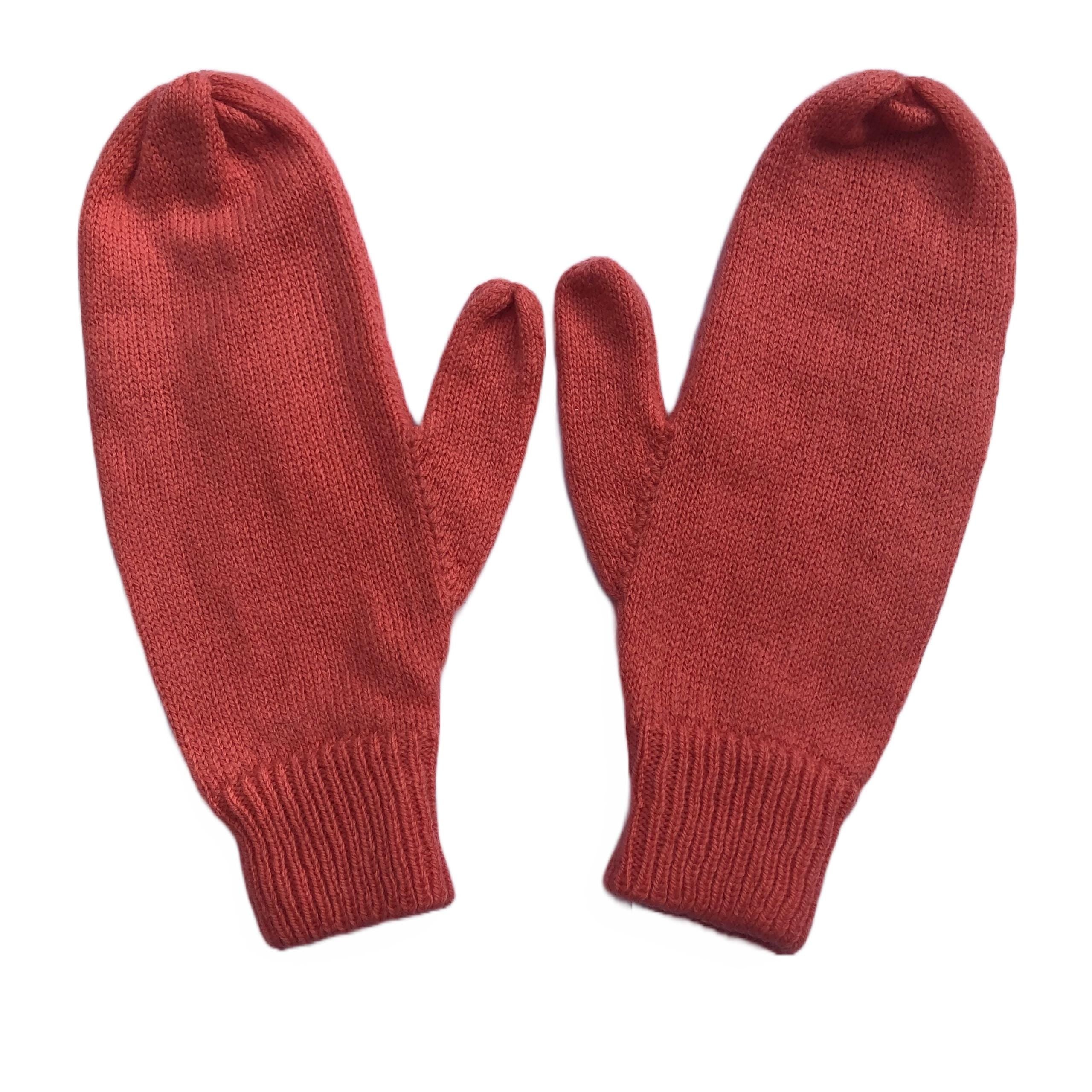 Womens Coral Pink Mittens attached with a string (also available without string)