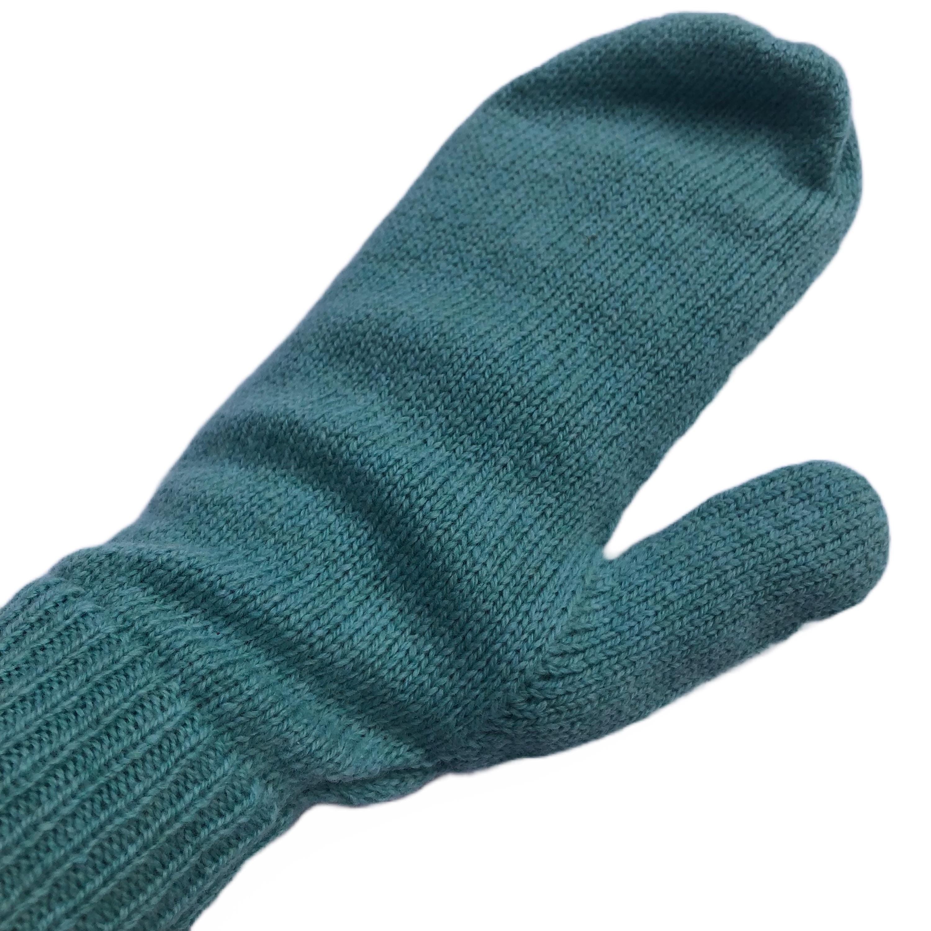 Sea Green Mittens on a String (Or loose) / Women’s Lambswool Knitted Gloves