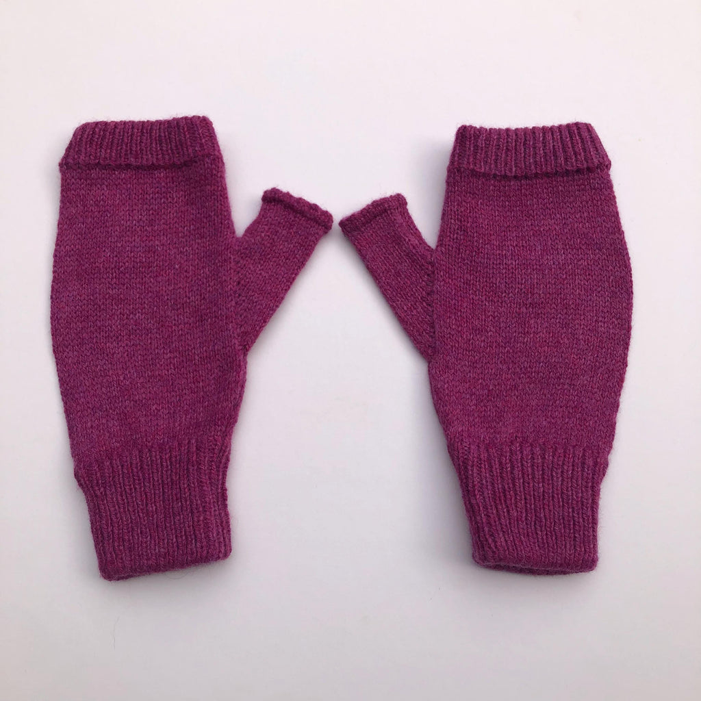Pink Fingerless Gloves Knitted in Soft Lambswool