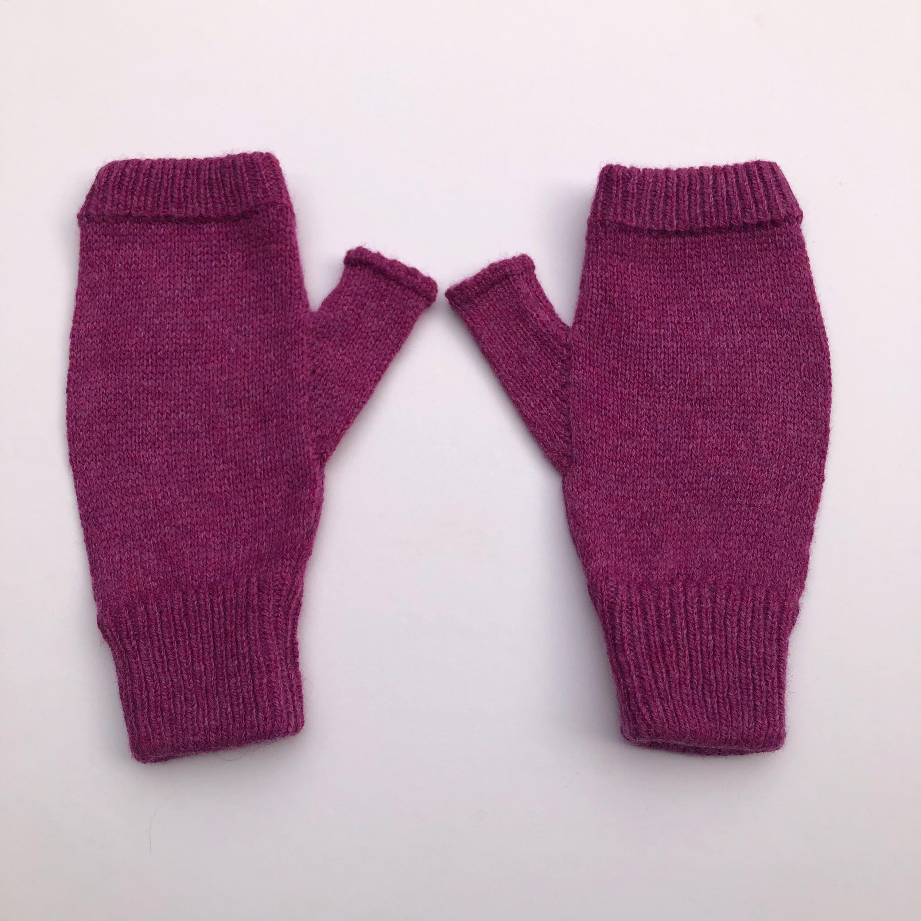 Pink Fingerless Gloves Knitted in Soft Lambswool