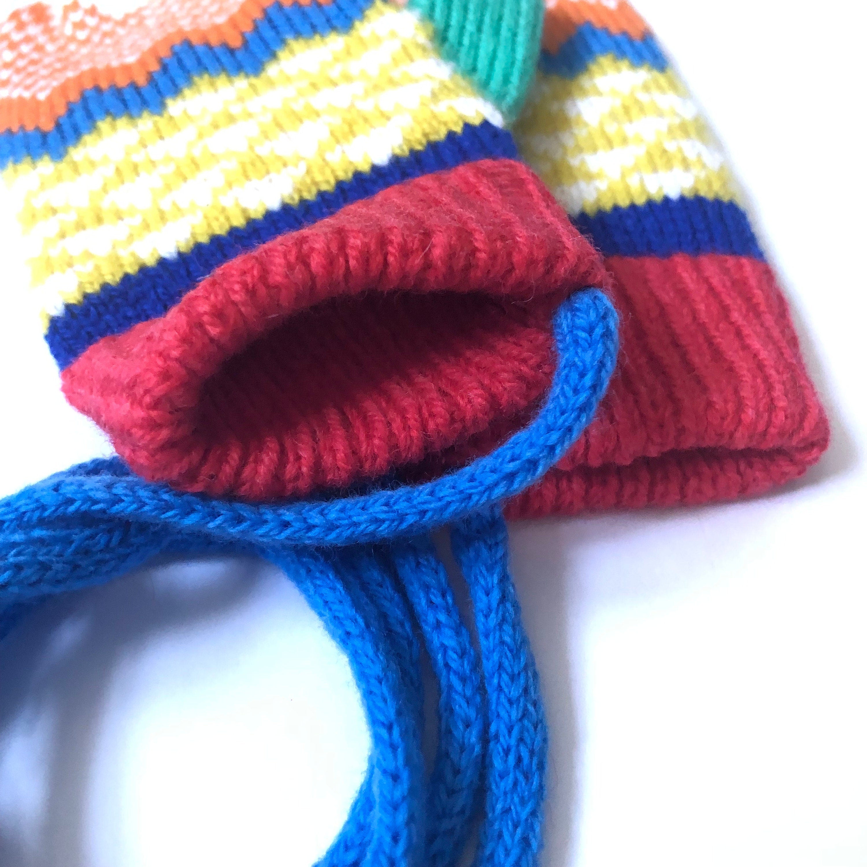 Fair Isle Lambswool Kids Mittens on a String: Colorful Knit