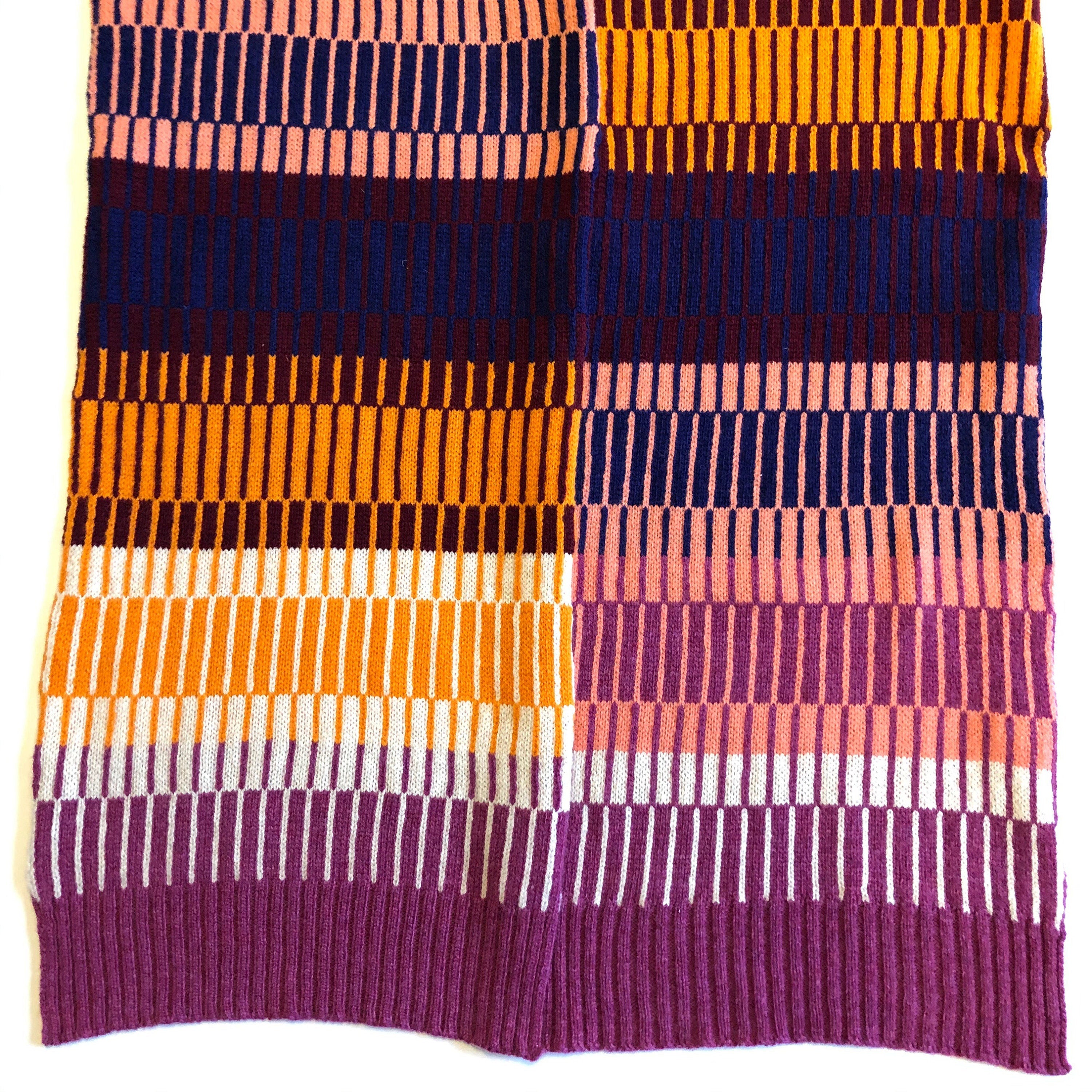 Pink Stripy Lambswool Scarf, adult size