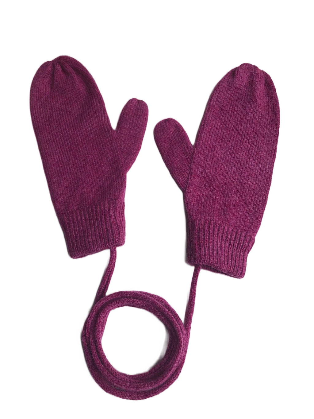 Dark Pink Ladies Mittens knitted in soft Lambswool