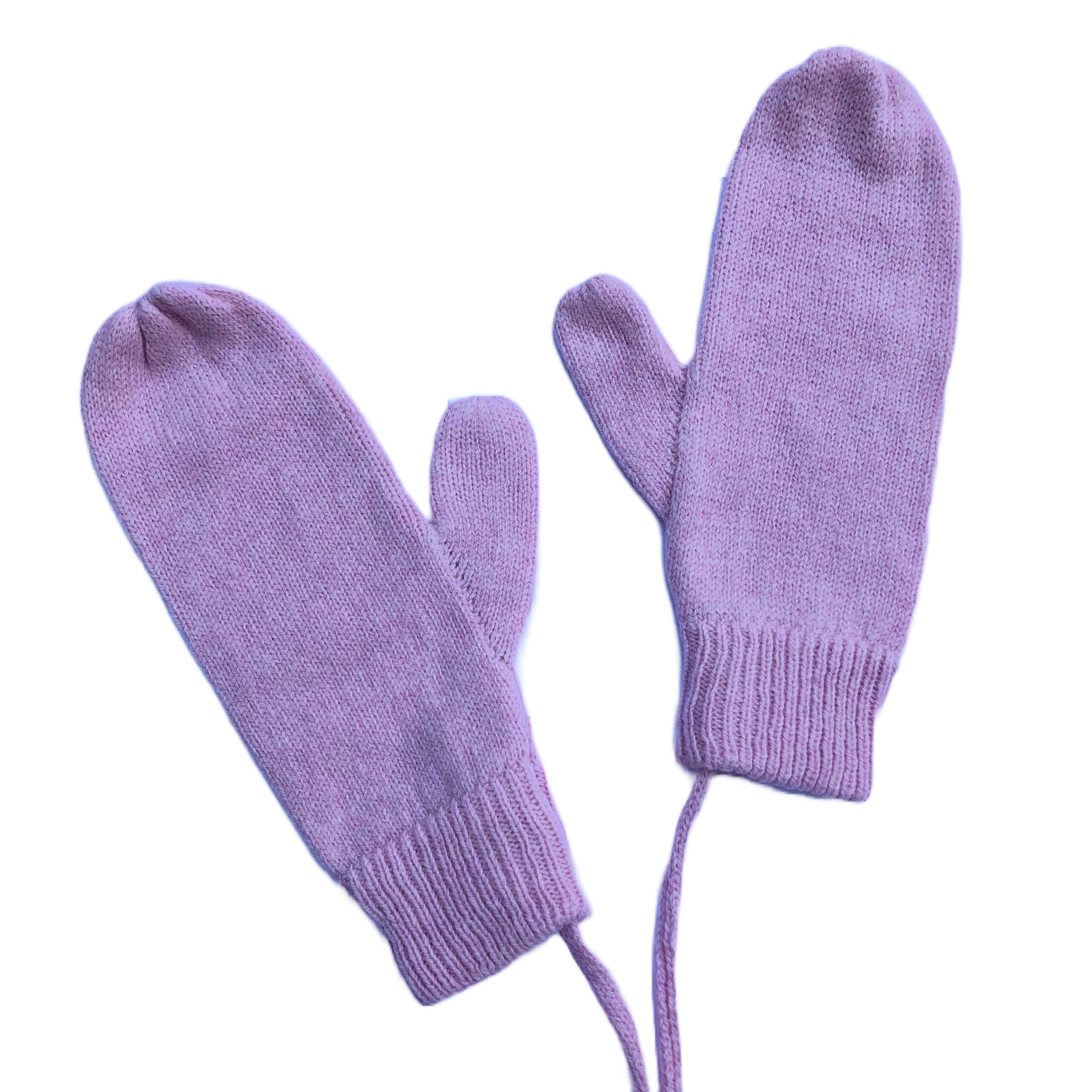 Pink Lambswool Knitted Mittens on a String