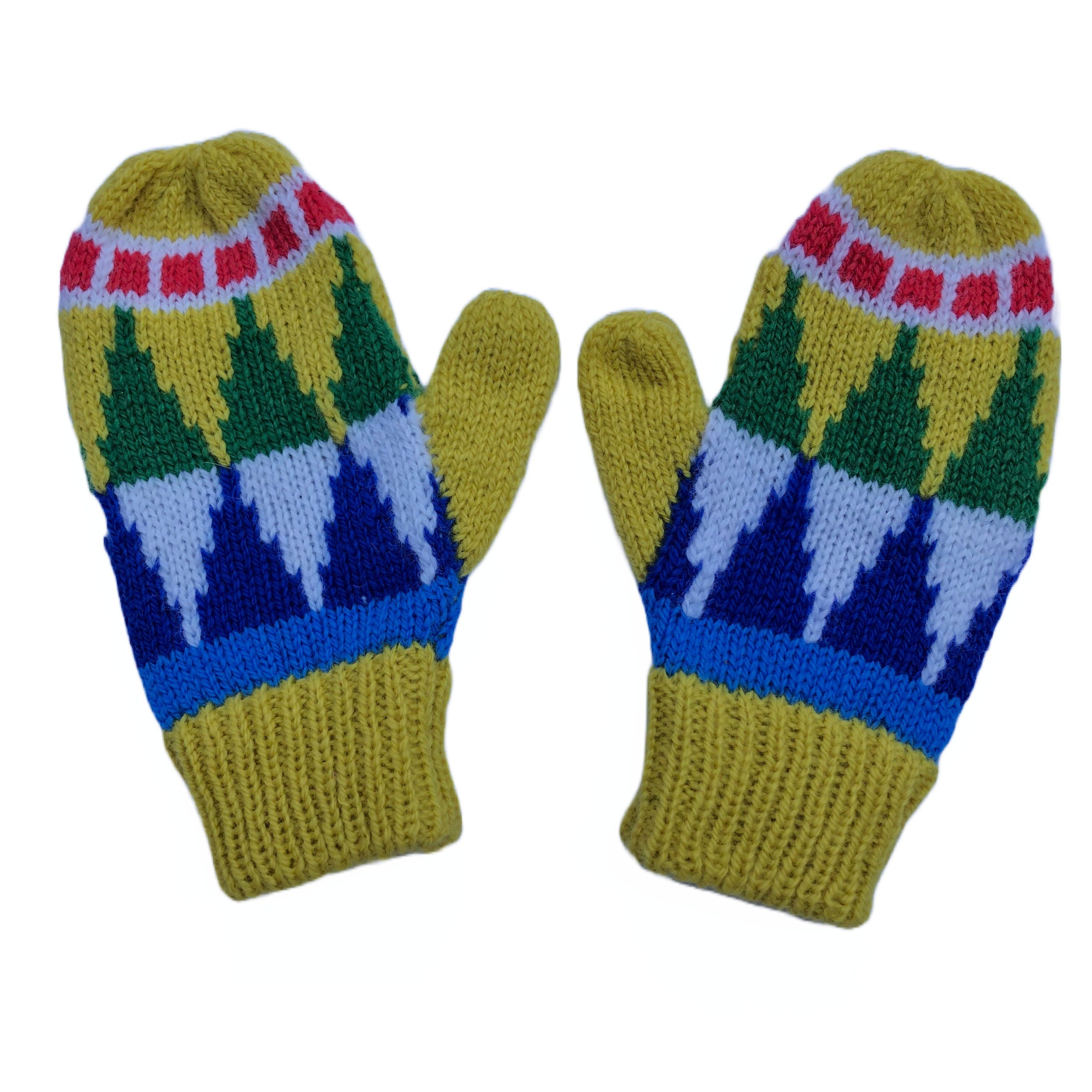 Fair Isle Knitted Lambswool Kids Mittens on a String