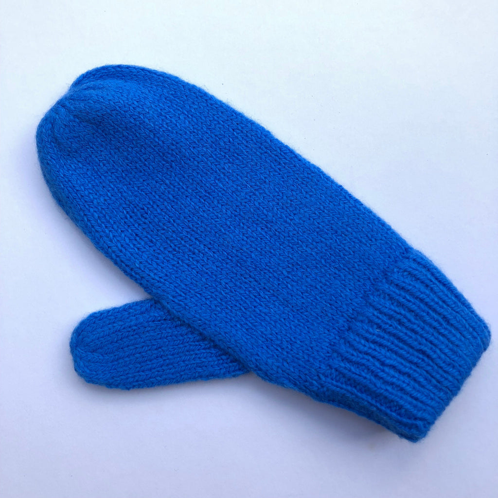 Light Blue Lambswool Mittens on a String: Knitted Kids Gloves