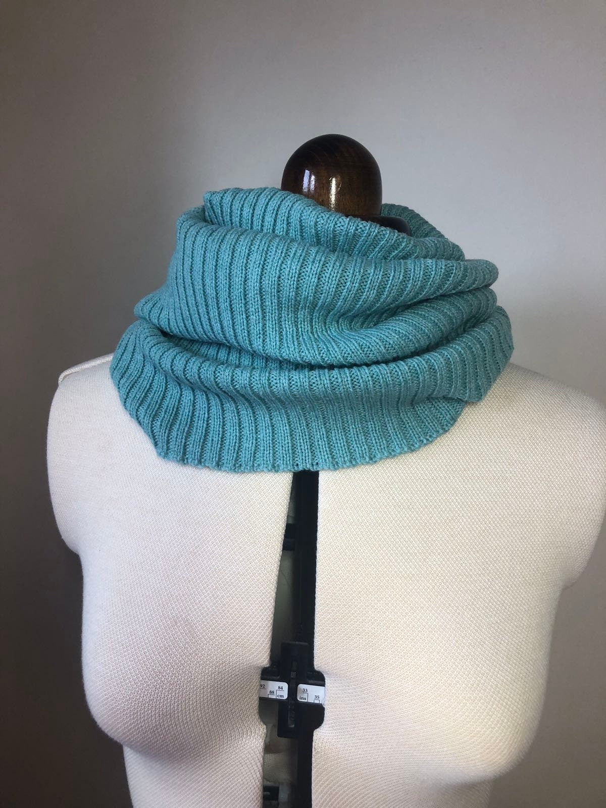 Sea Green Knitted Snood Soft Lambswool Neck Warmer