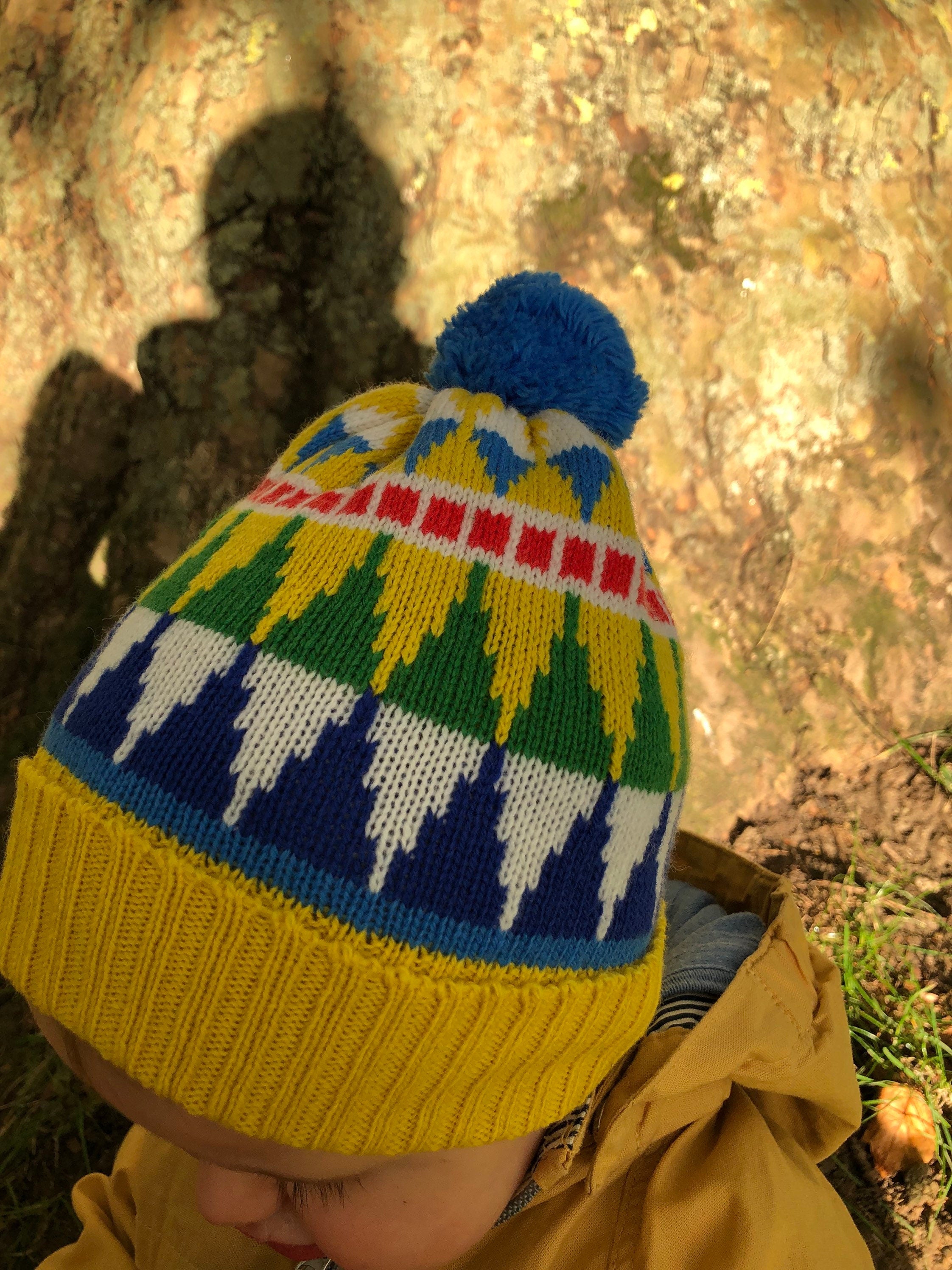 Kids Knitted Bobble Hat / Fairisle Beanie Hat for Children