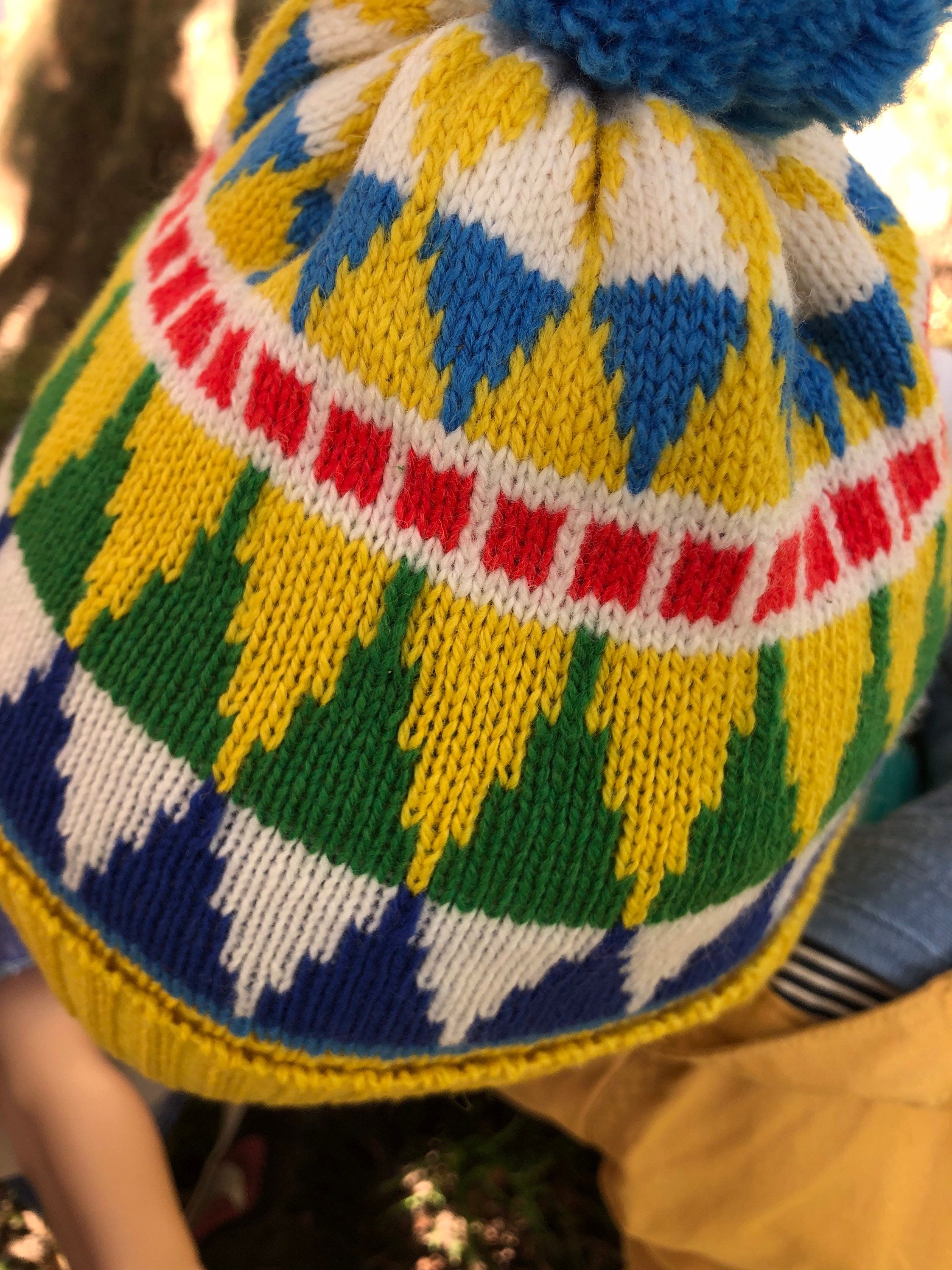 Kids Knitted Bobble Hat / Fairisle Beanie Hat for Children
