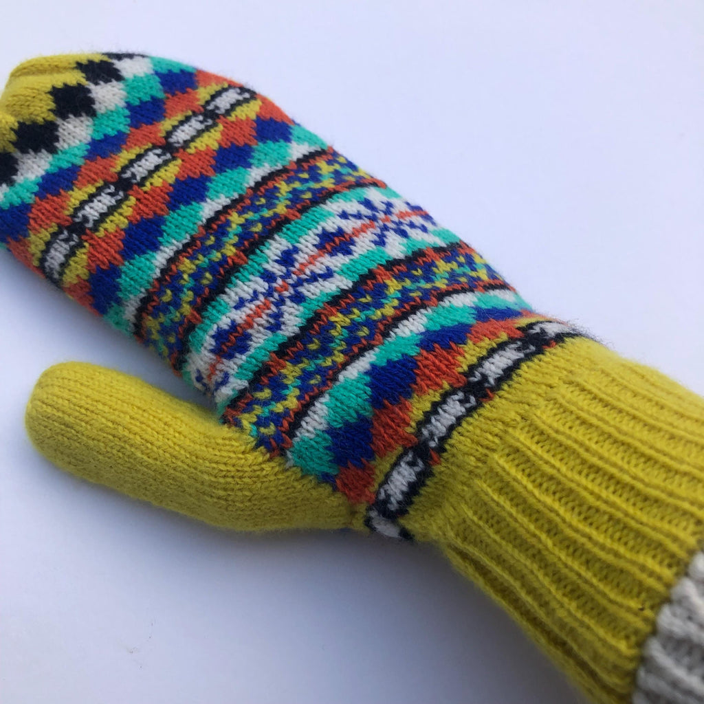 Yellow Mittens for Women - Soft Lambswool Knitted gloves (Available on a string or loose)
