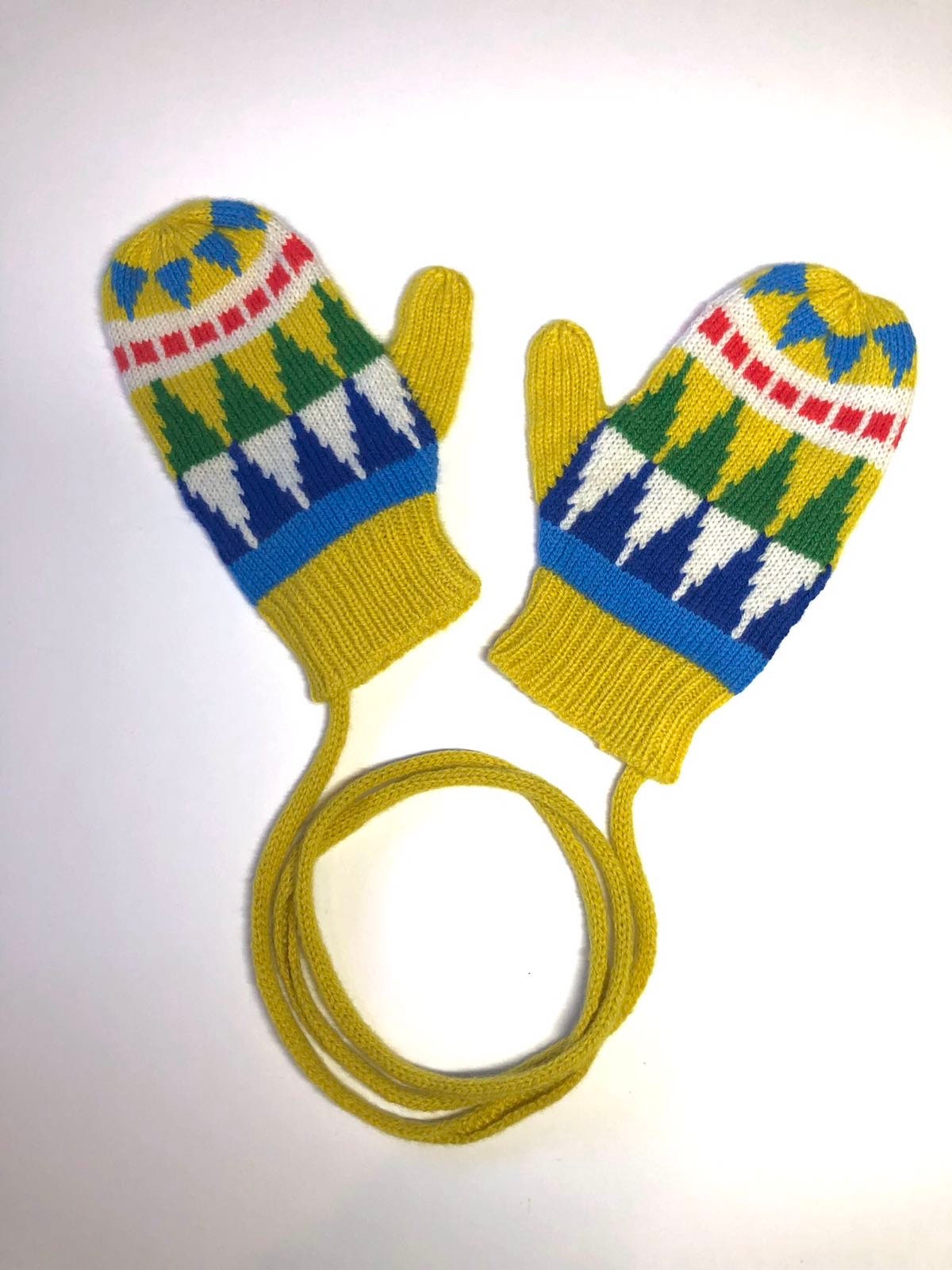 Fair Isle Knitted Lambswool Kids Mittens on a String