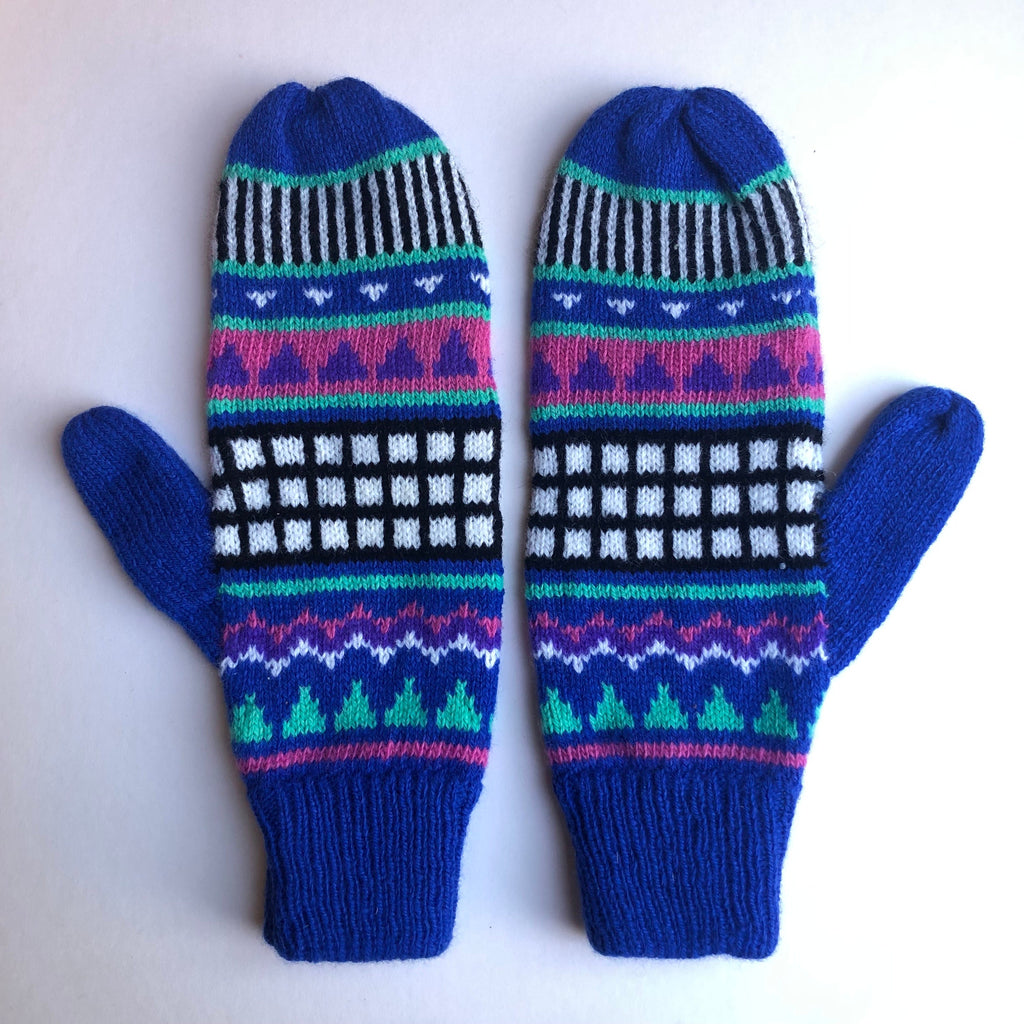 Retro Geometric Lambswool Mittens