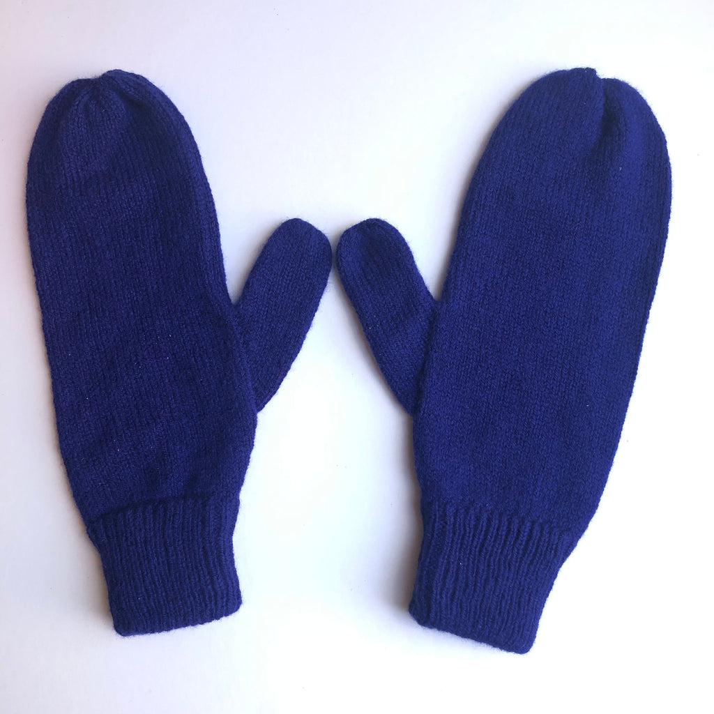 Navy Blue Mittens on a String for Women