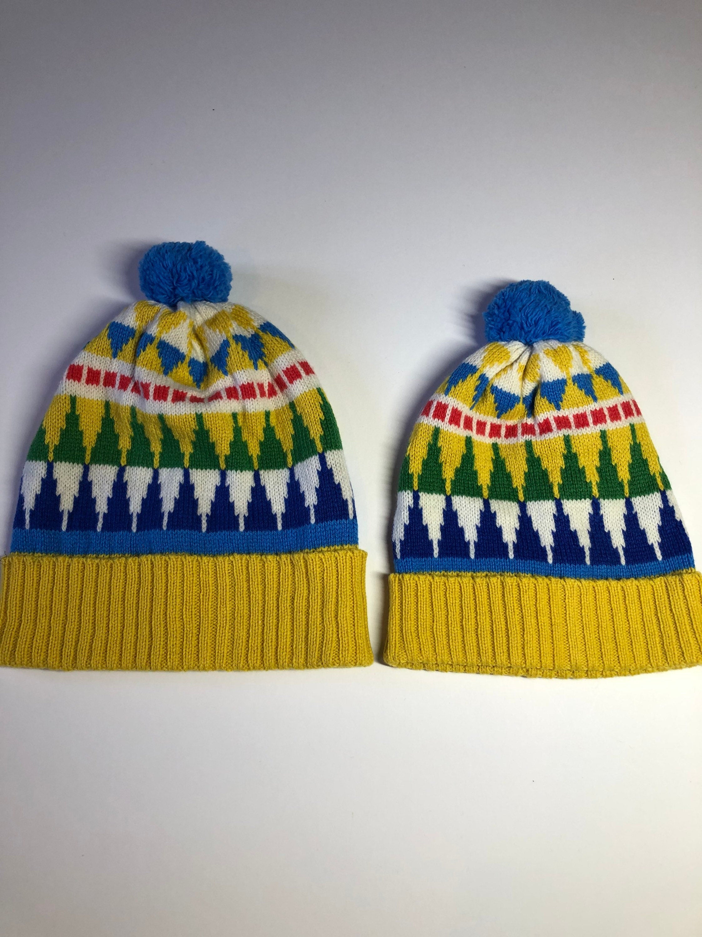 Kids Knitted Bobble Hat / Fairisle Beanie Hat for Children