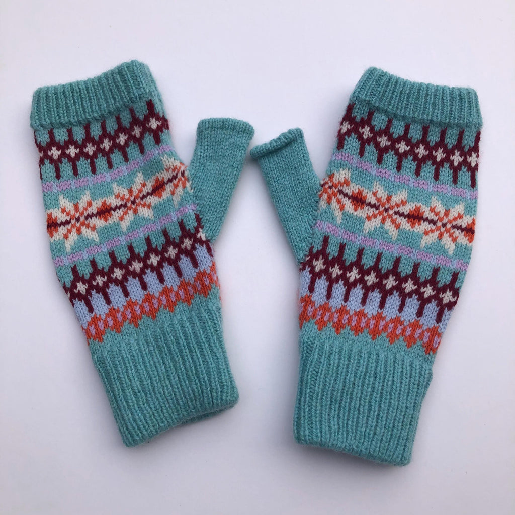 Nordic Fingerless Gloves for Women - Knitted in Soft Lambswool.