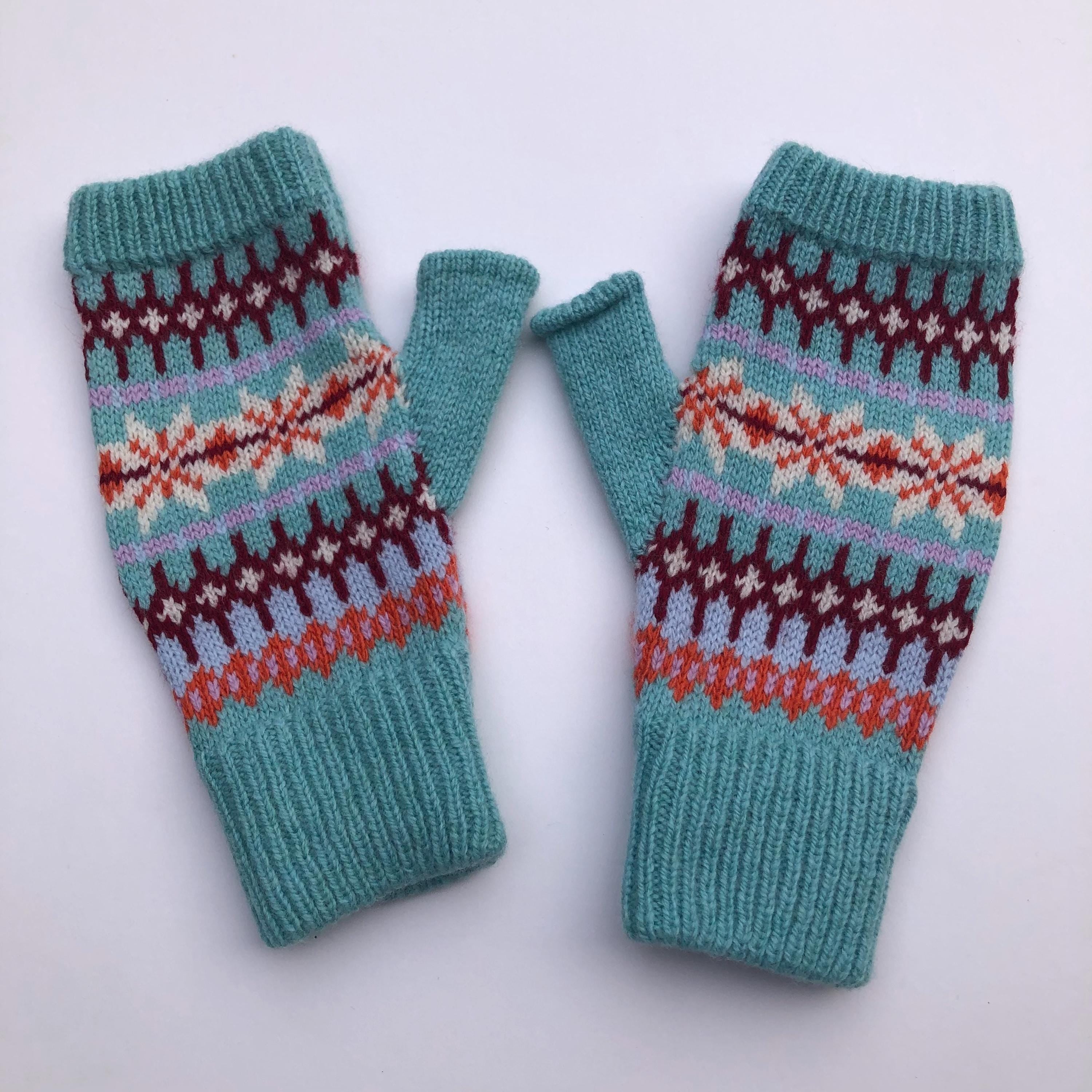 Nordic Fingerless Gloves for Women - Knitted in Soft Lambswool.