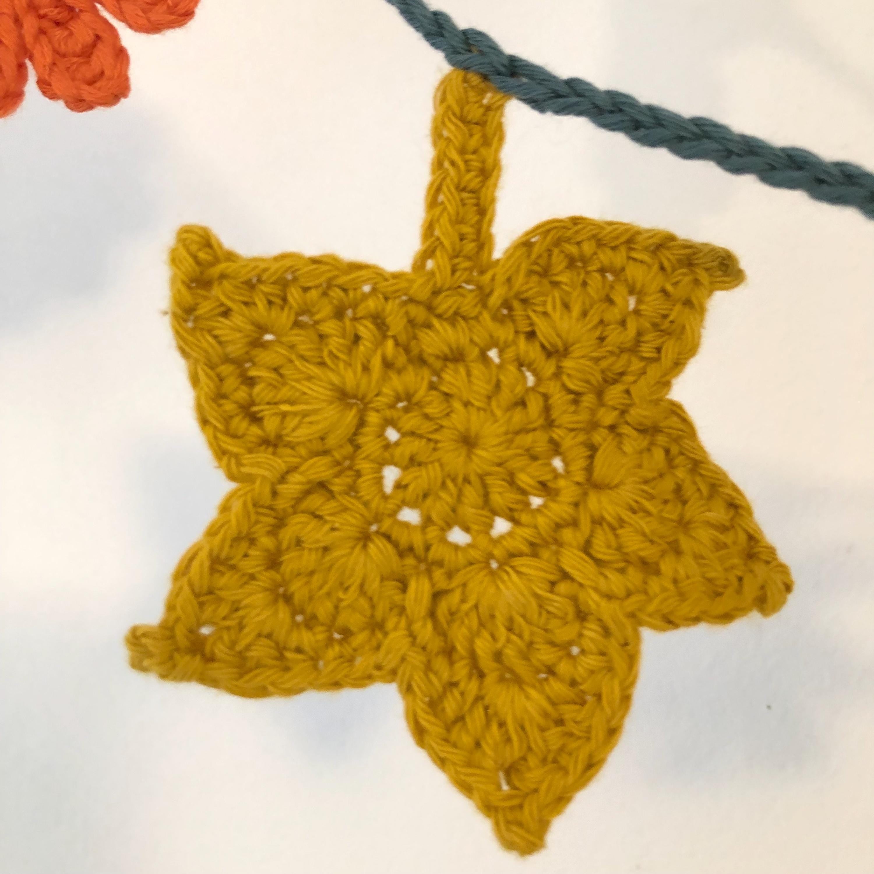 Autumn/Fall Garland of Flowers and Leaves handmade in Crochet