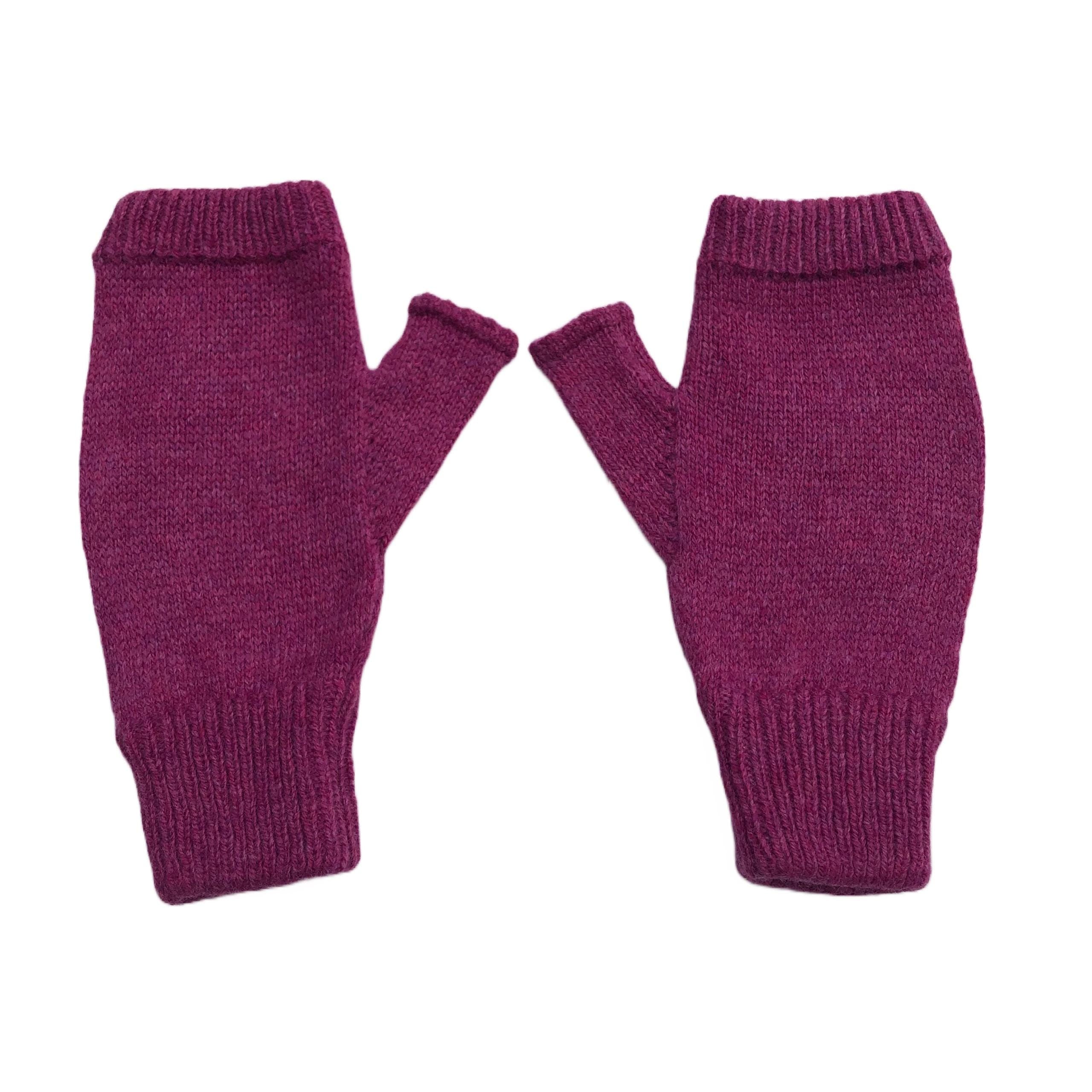 Pink Fingerless Gloves Knitted in Soft Lambswool
