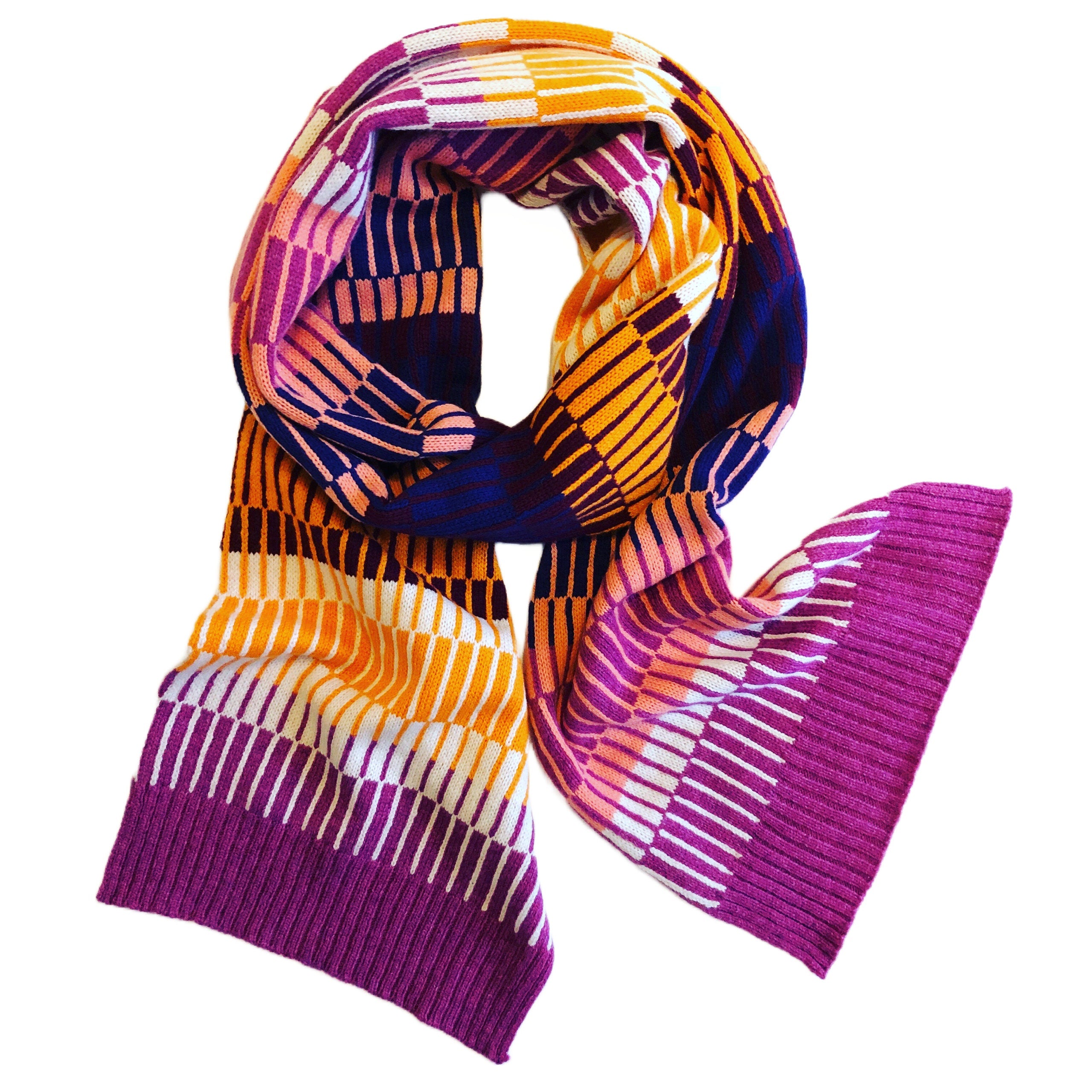 Pink Stripy Lambswool Scarf, adult size