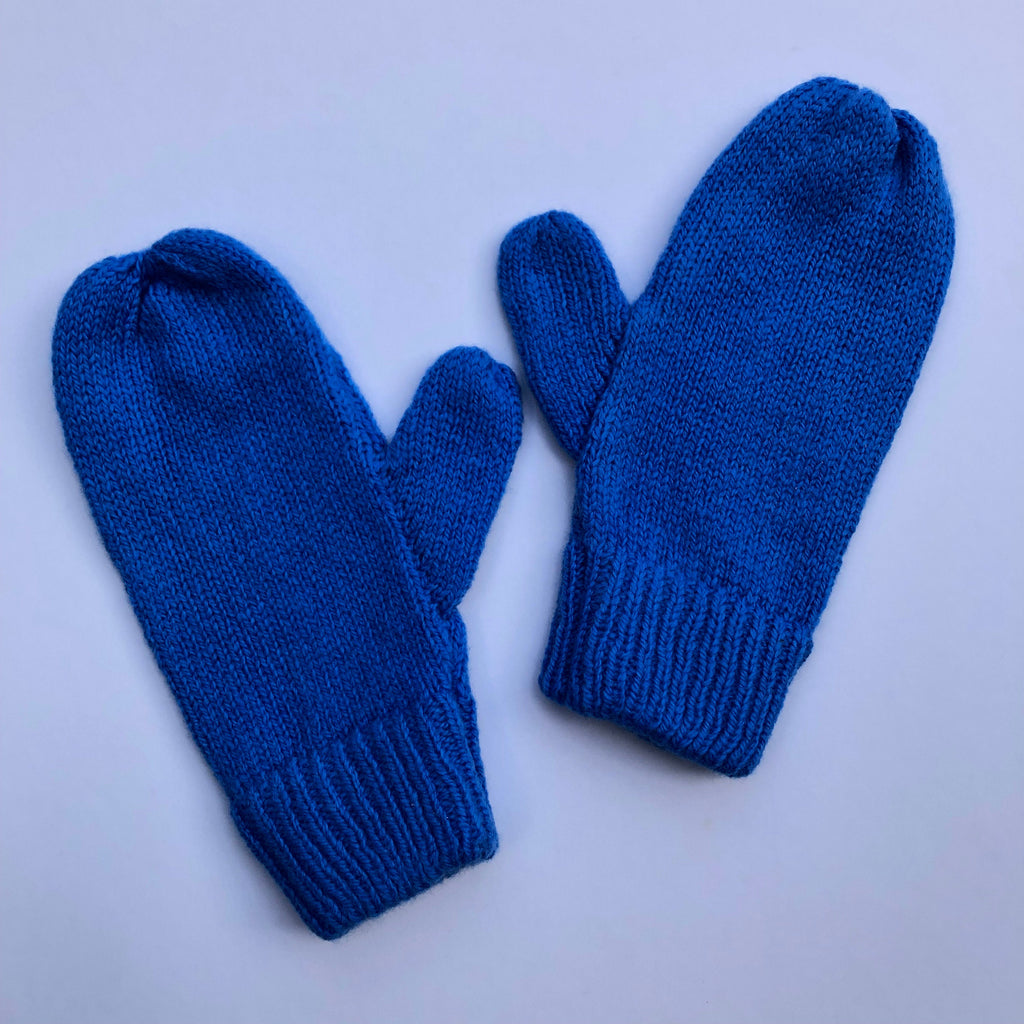 Light Blue Lambswool Mittens on a String: Knitted Kids Gloves