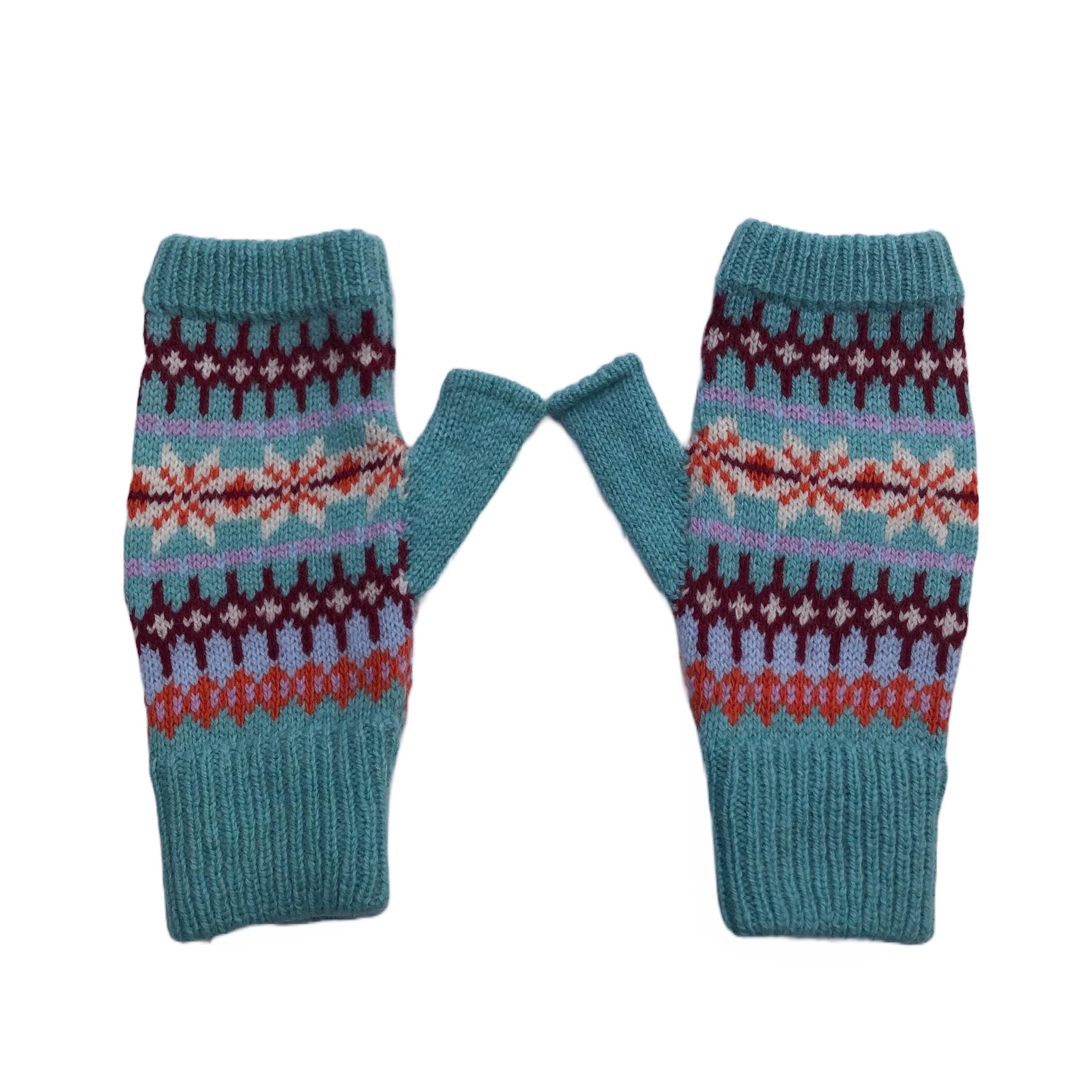 Nordic Fingerless Gloves for Women - Knitted in Soft Lambswool.