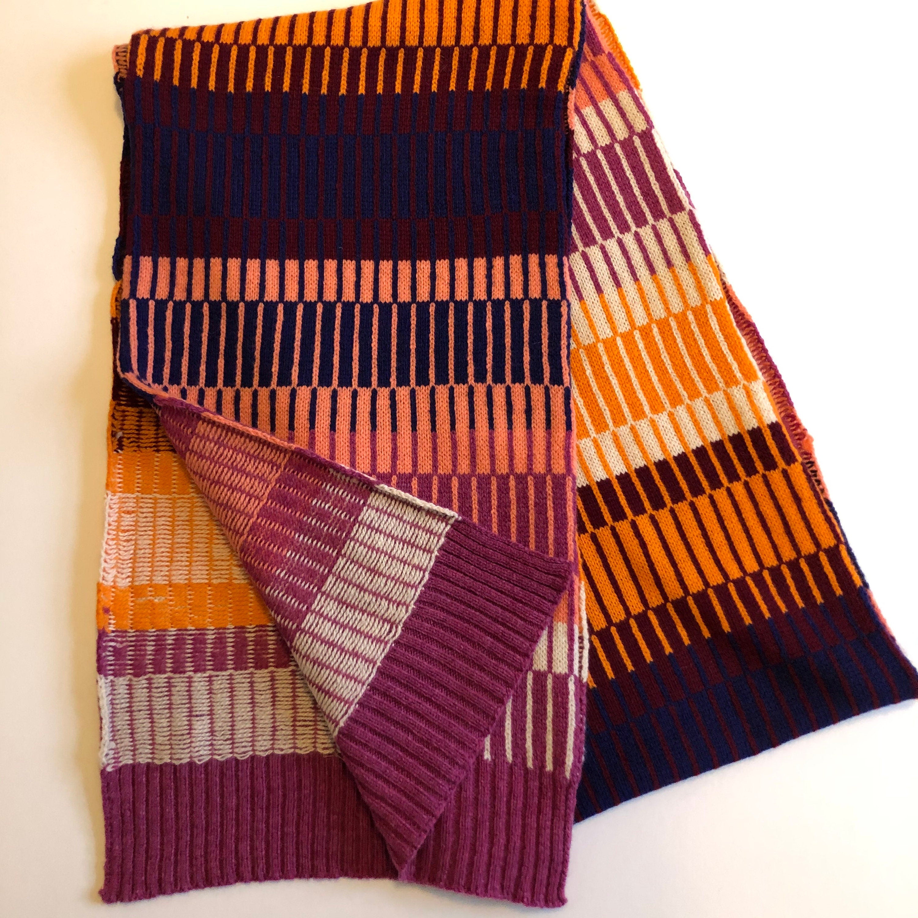 Pink Stripy Lambswool Scarf, adult size