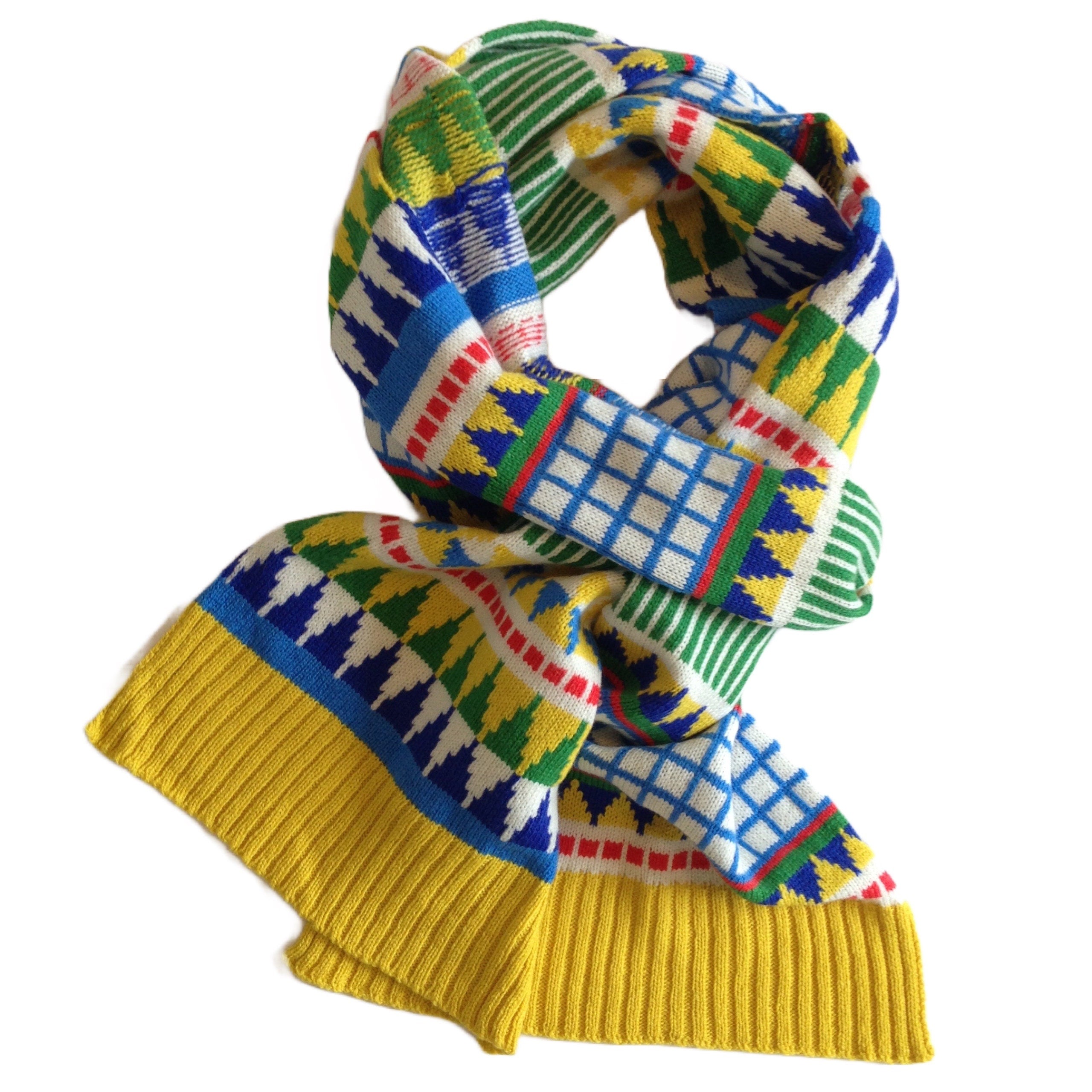 Handmade Fairisle Lambswool Scarf: Colorful Geometric Knit