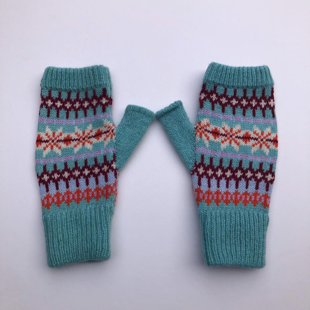Nordic Fingerless Gloves for Women - Knitted in Soft Lambswool.