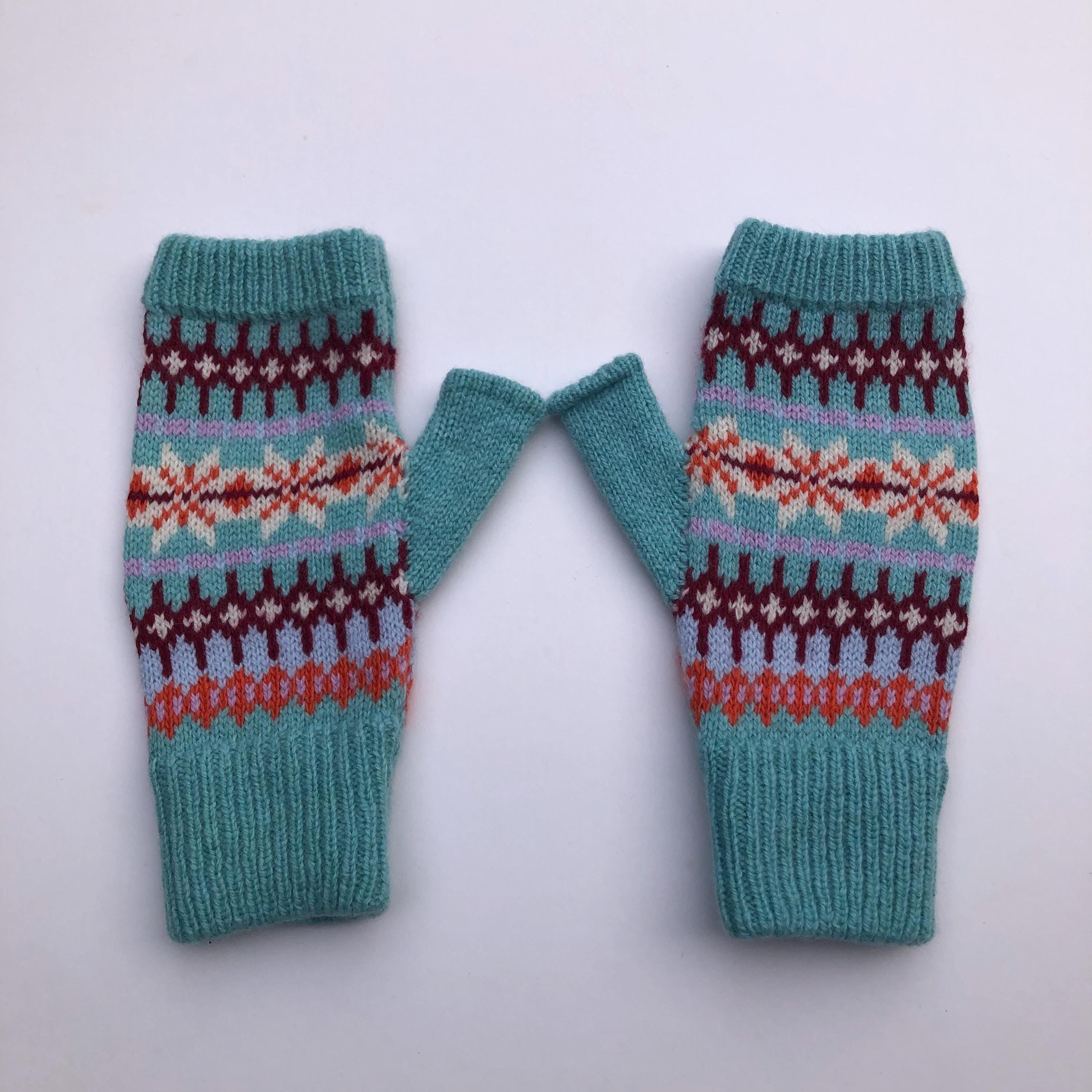 Nordic Fingerless Gloves for Women - Knitted in Soft Lambswool.